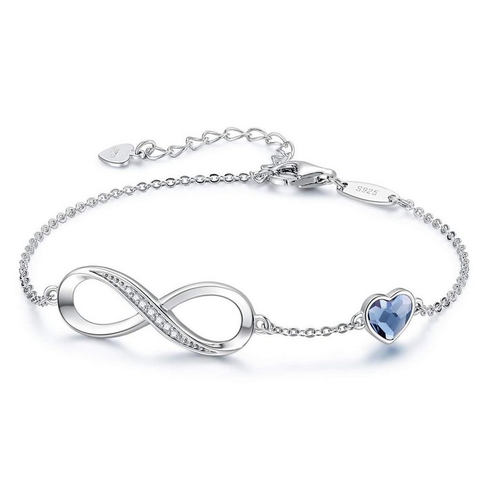 Housruse Silberarmband 925 Damenarmband aus Sterlingsilber Infinity Herz Kristall Armband