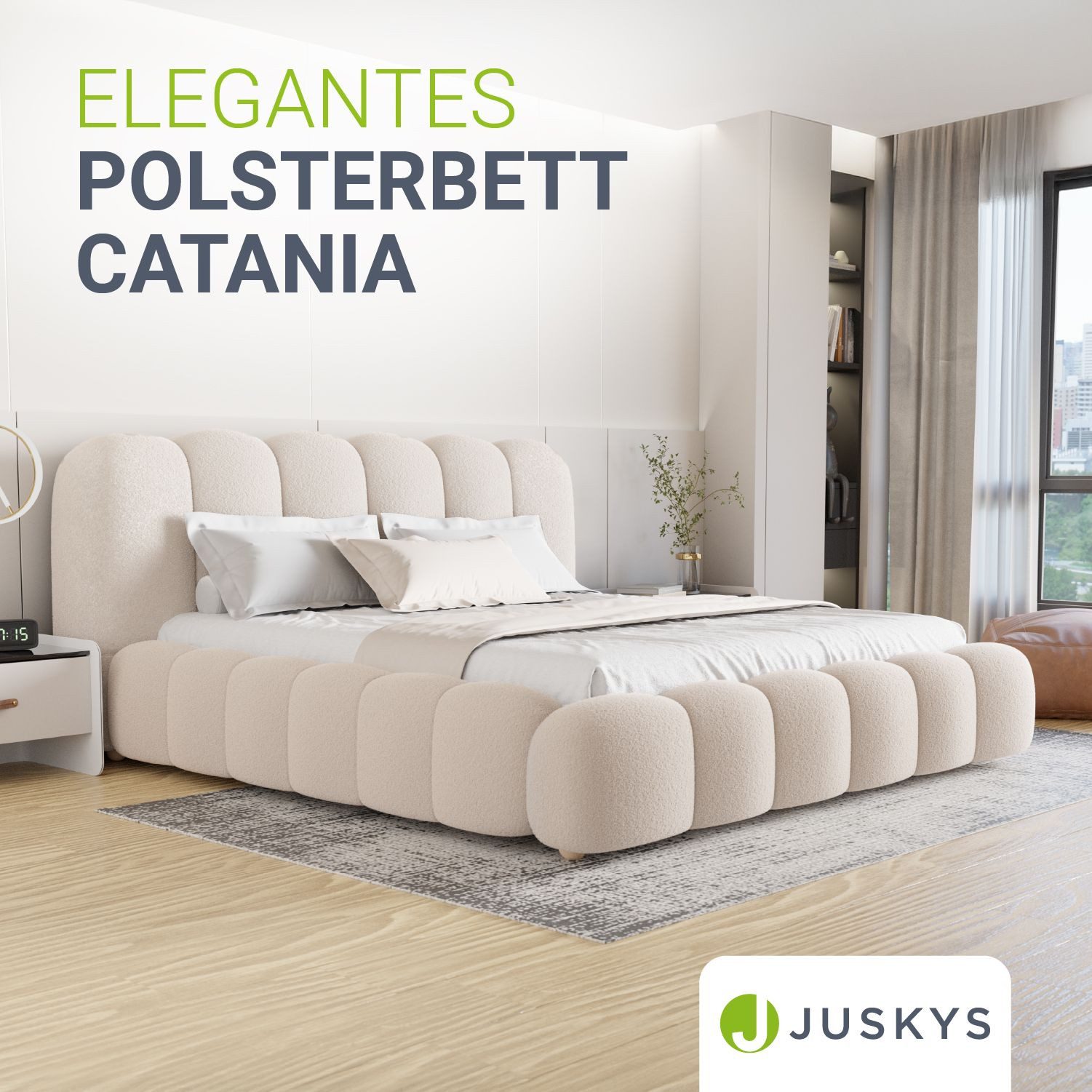 Juskys Polsterbett Catania, Mit Matratze, gepolstertes Kopfteil, Bubble Des günstig online kaufen