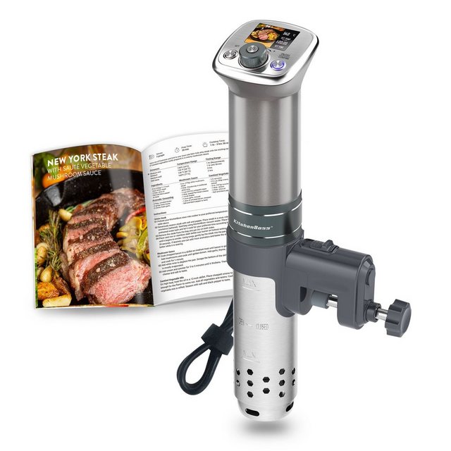 KitchenBoss Dampfgarer KitchenBoss Sous Vide Stick G320 Präzisionskocher mit Kochbuch, 1100,00 W, -PX7 – Eintauchthermostat