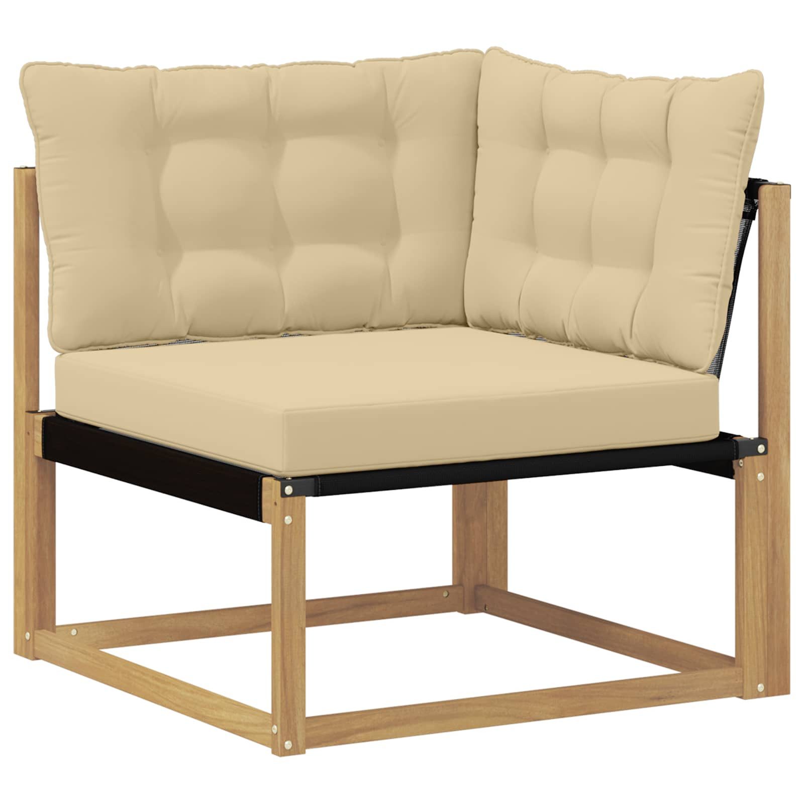 vidaXL Sofaelement Outdoor Ecksofa Massives nholz und Textilene Weiß