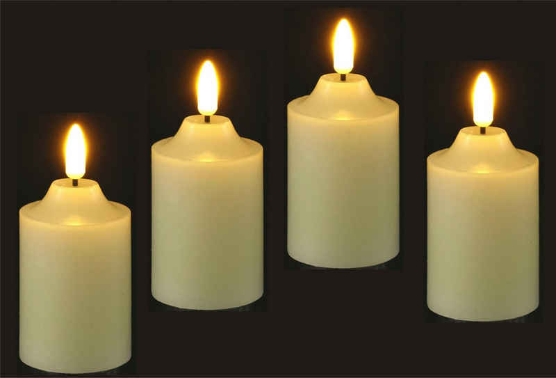 I.GE.A. LED-Kerze Batteriebetriebene LED-Kerzen aus Echtwachs, Ø ca. 5,5 cm (Set, 4-tlg), warmweißes Stimmungslicht, Stumpenkerze für den Adventskranz
