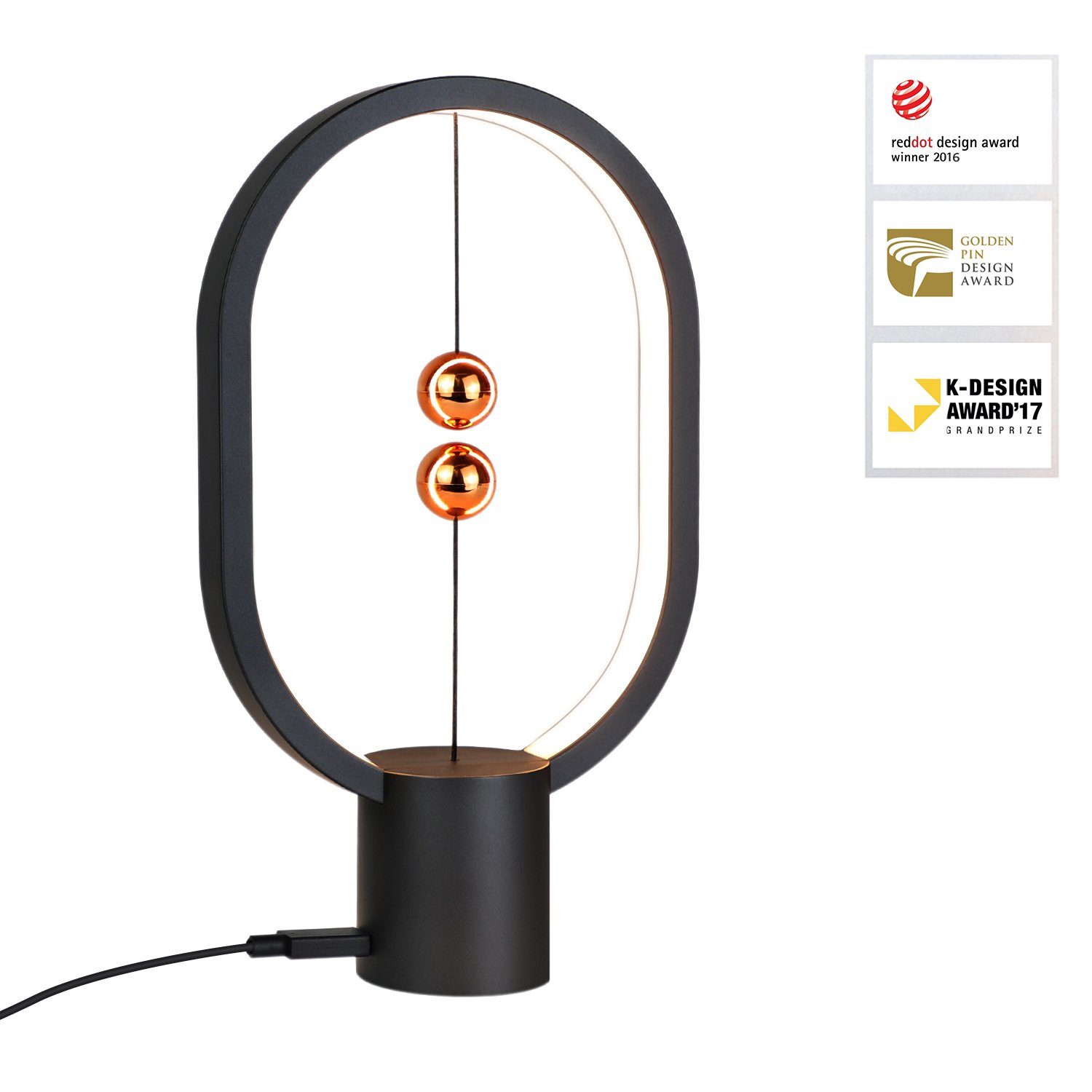 ZMH Tischleuchte Nachttischlampe Balance Morden Magnetlampe USB Schlafzimmer, LED fest integriert, Warmweiß, Magnetischer Schalter