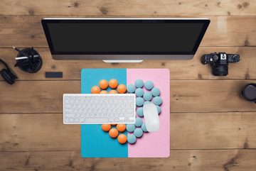 MuchoWow Gaming Mauspad Herz - Tabletten - Pastell (1-St), Mousepad mit Rutschfester Unterseite, Gaming, 40x40 cm, XXL, Großes