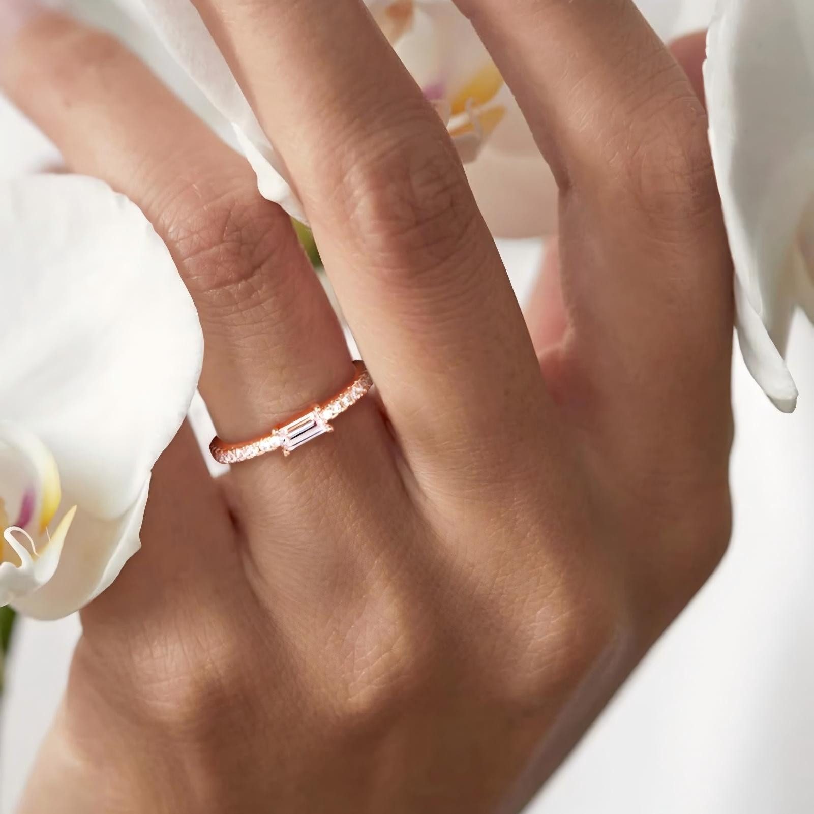Jumpeak Diamantring Diamantring für Damen,Ring aus 585er Gold für Damen,Ring mit Anhänger, Eheringe für Damen,Verlobungsringe,Geschenke für Damen,schmale Ringe