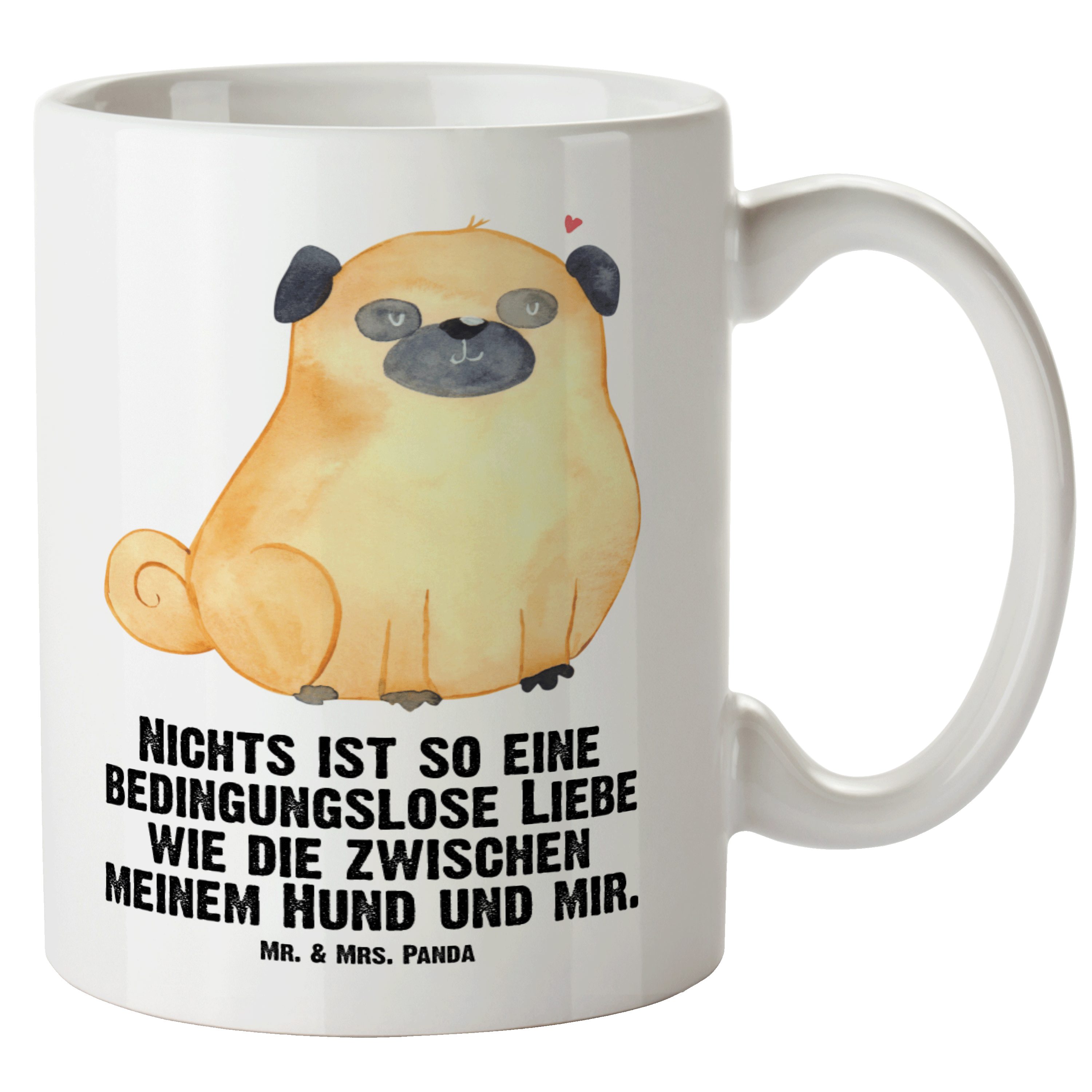 & XL Panda Geschenk, Mr. Tasse Becher, Tasse Sprüche, Mrs. Hu, Keramik Weiß Teetasse, Mops - XL Haustier, - XL