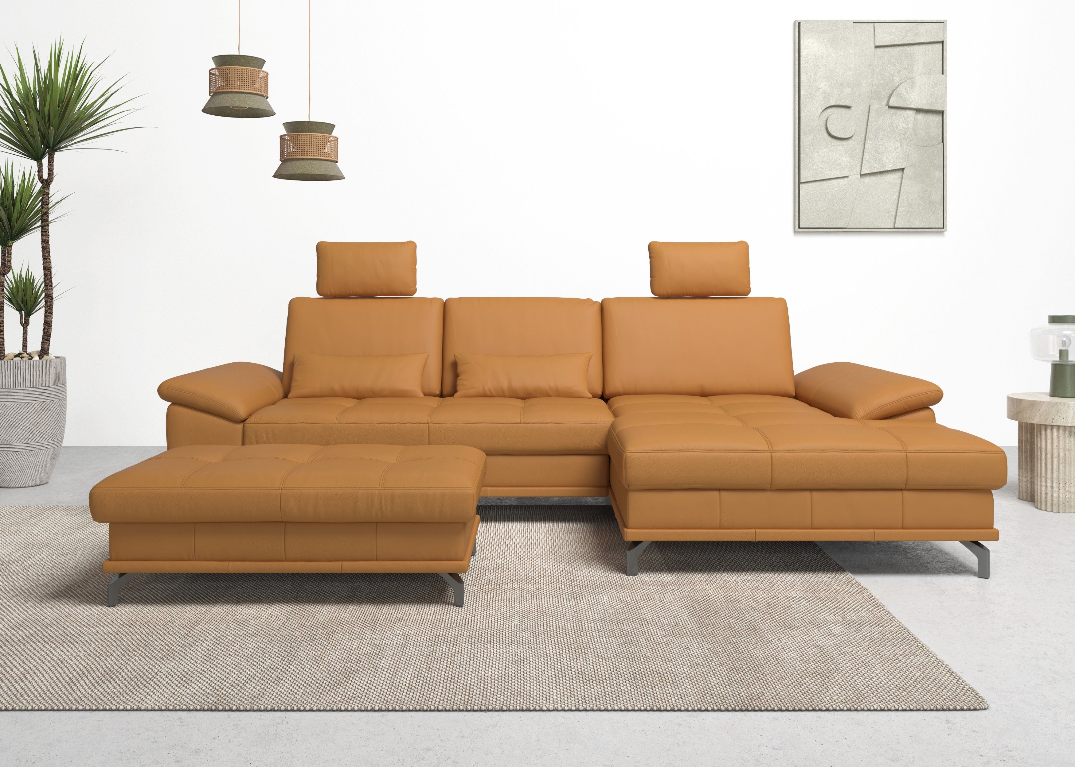 Places of Style Ecksofa Costello L-Form, incl. Sitztiefenverstellung und Armlehnfunktion, incl. 3 Nierenkissen