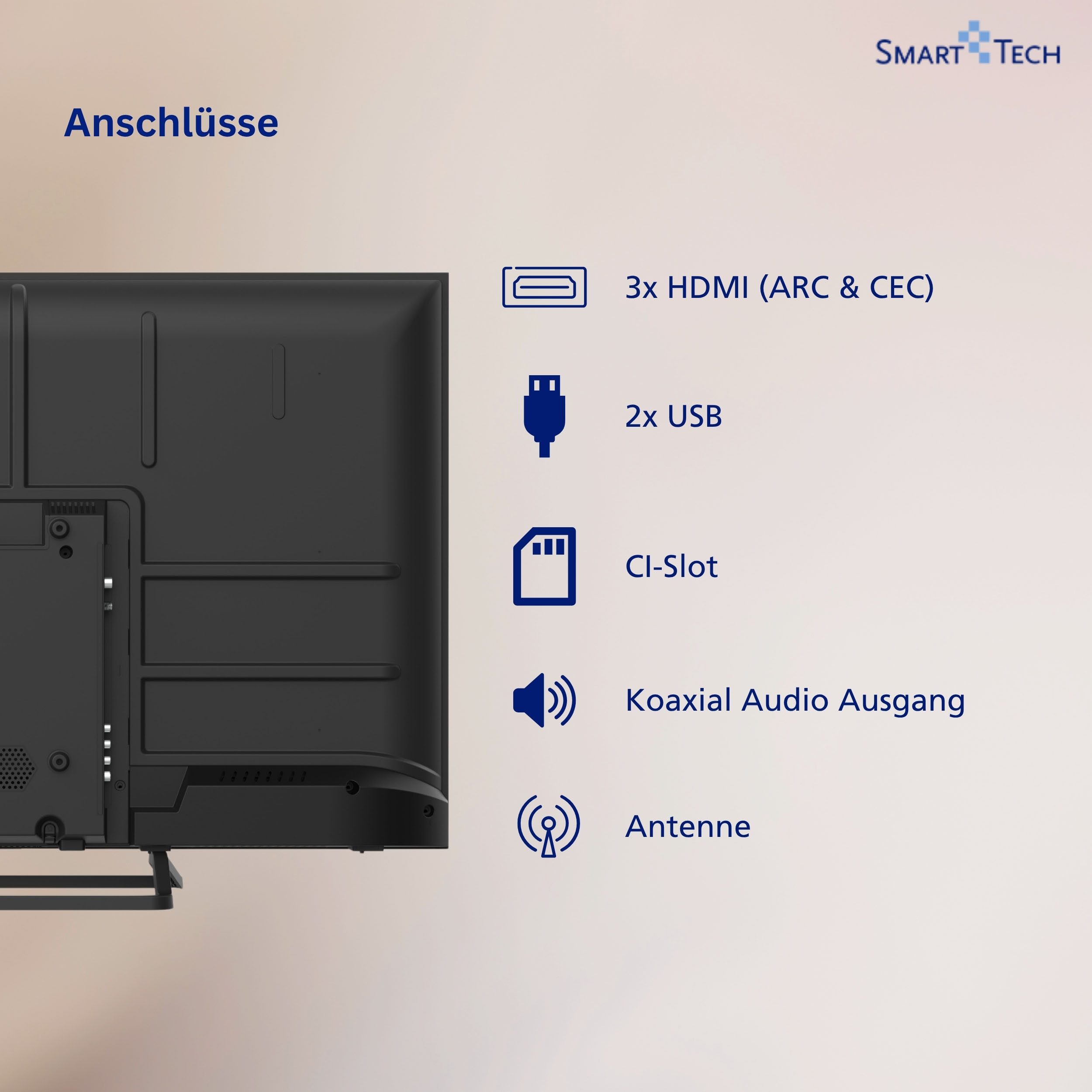 Smart Tech 40FN01V3 LED-Fernseher (101 cm/40 Zoll, Full HD, 3x HDMI / 2x USB, integrierter Triple-Tuner)