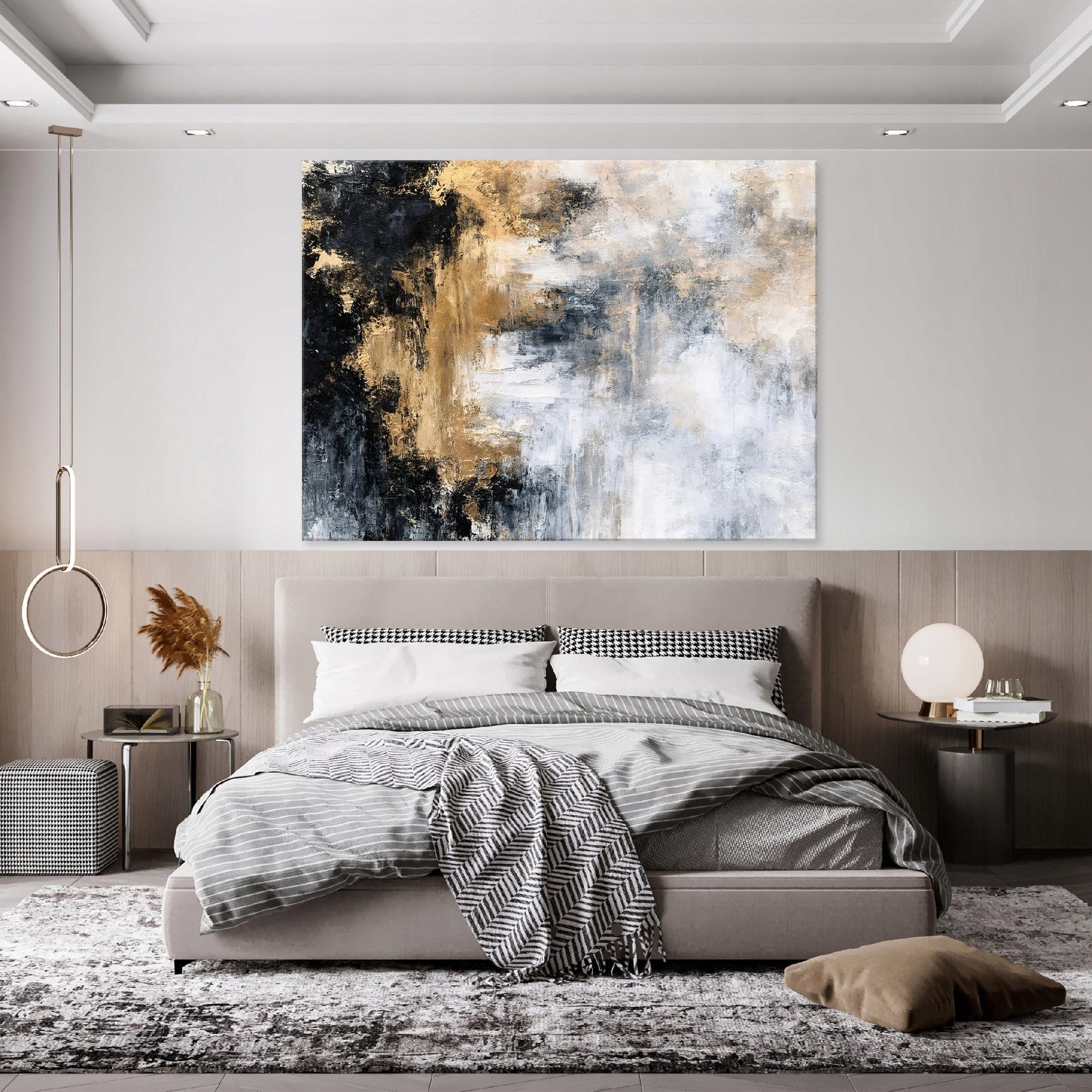 Wallarena Leinwandbild Abstrakt modern elegant lichtecht Wohnzimmer Schlafzimmer 90x60 cm, Abstrakt, 60 x 40 cm