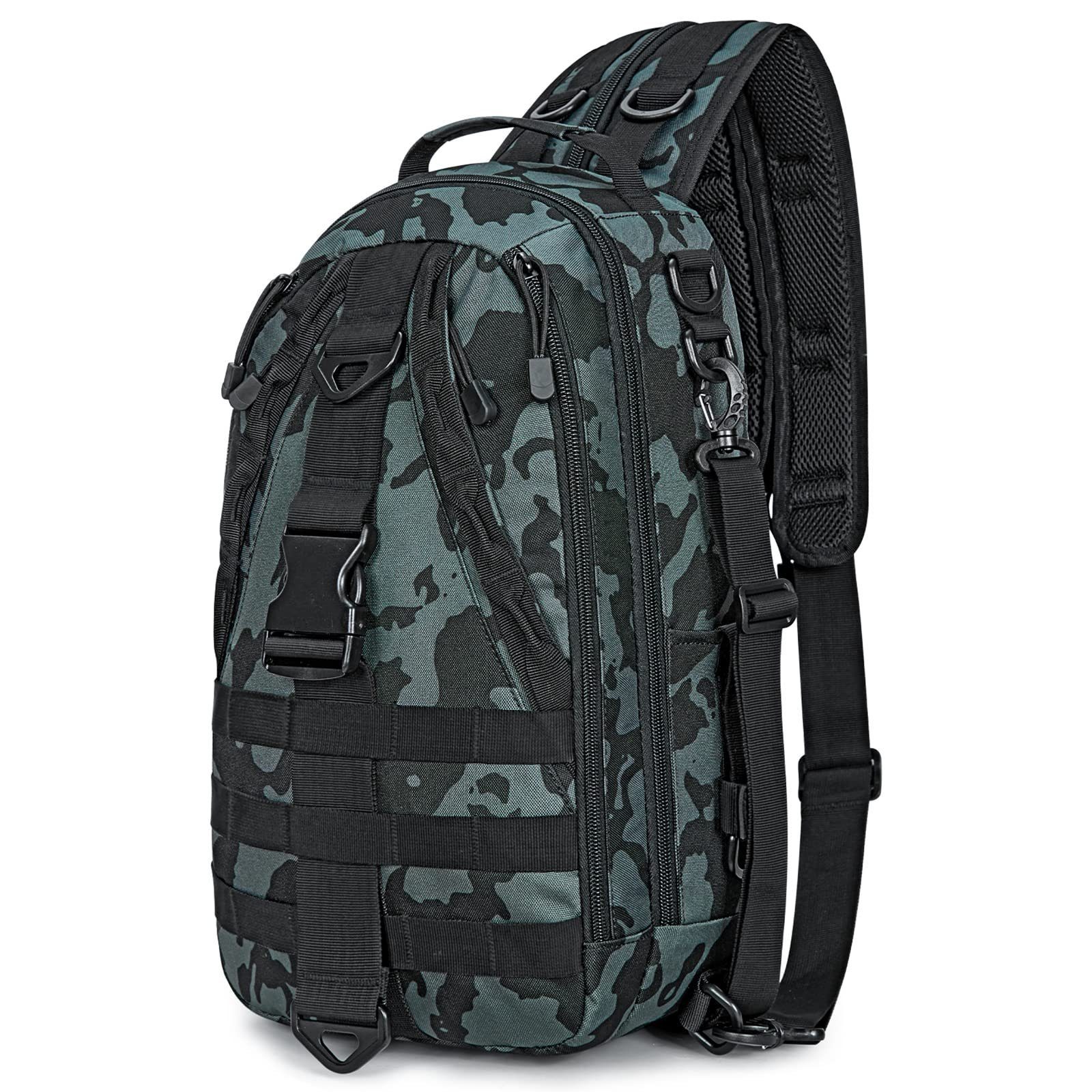 G4Free Angelrucksack OTGFTN21B004, Angelausrüstungs-Rucksack, Aufbewahrungstasche für Outdoor-Aktivitäten, Schulter-Rucksack, Angelausrüstung. Camouflage Schwarz