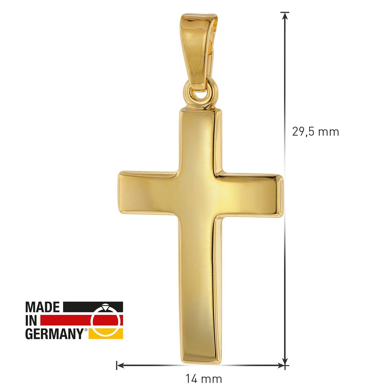 Karat 21 mm 750 Kreuz- trendor Kreuzanhänger 18 Gold /