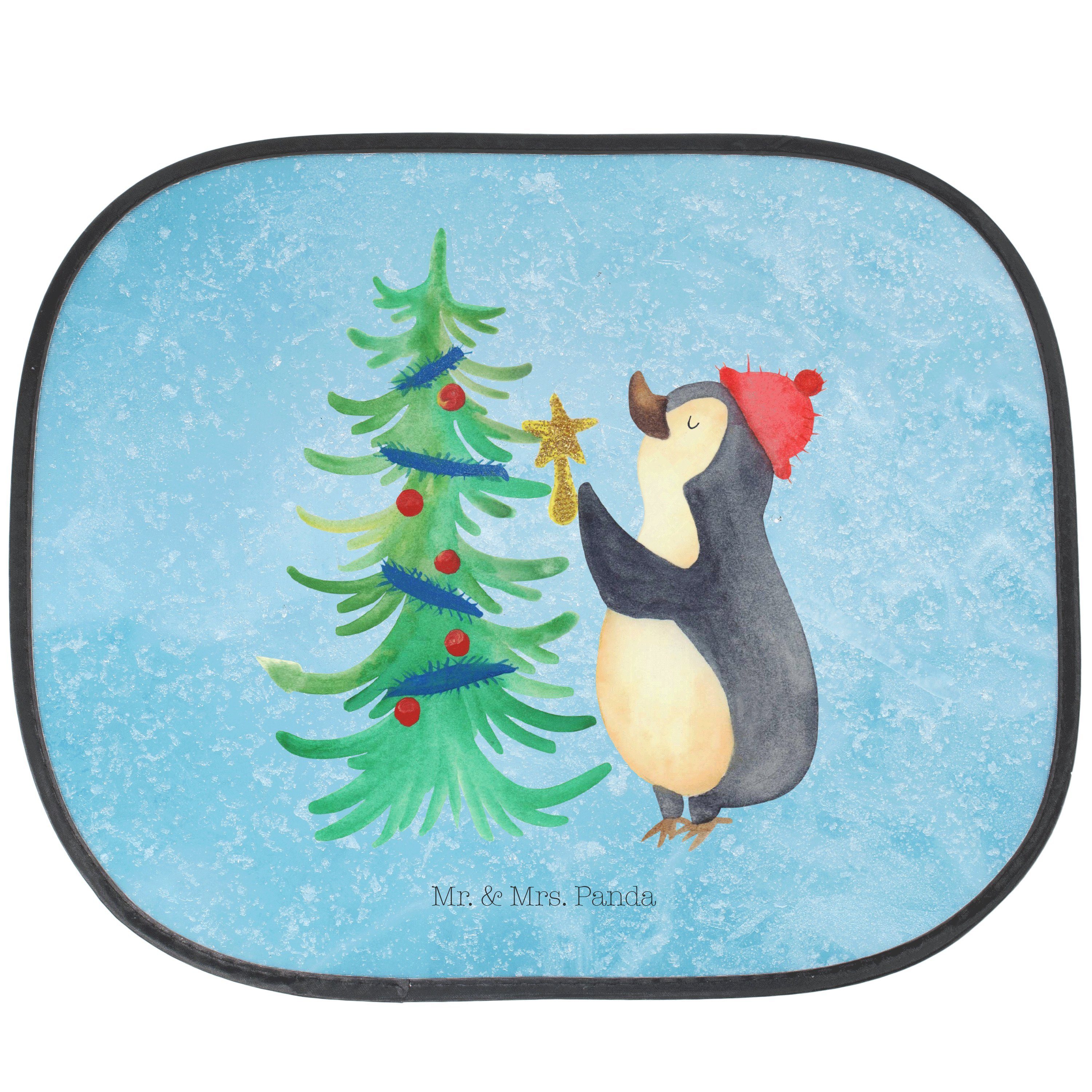 Sonnenschutz Pinguin Weihnachtsbaum - Eisblau - Geschenk, Sonne Auto, Auto Sonnens, Mr. & Mrs. Panda, Seidenmatt