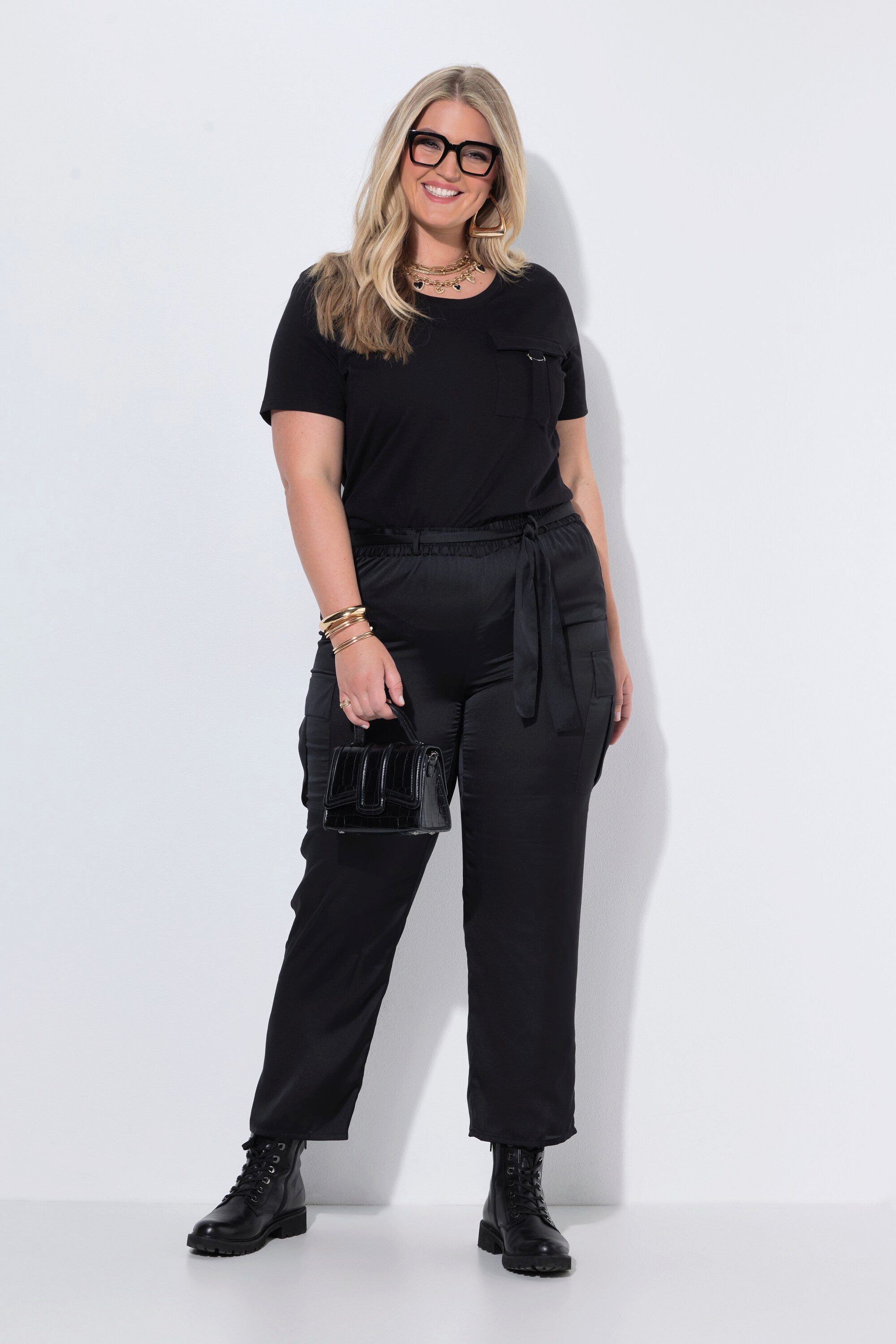 MIAMODA Cargoshorts Satin-Cargohose gerades Bein