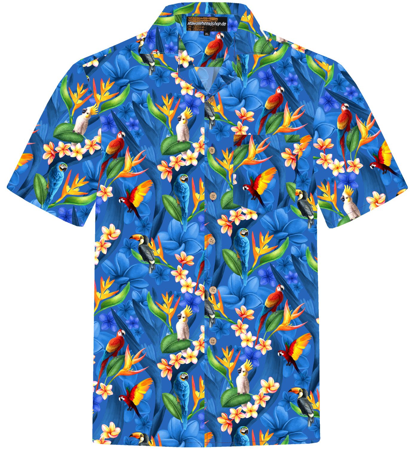 Hawaiihemdshop.de Hawaiihemd Hawaiihemdshop Hawaii Hemd Herren Baumwolle Kurzarm Papageien