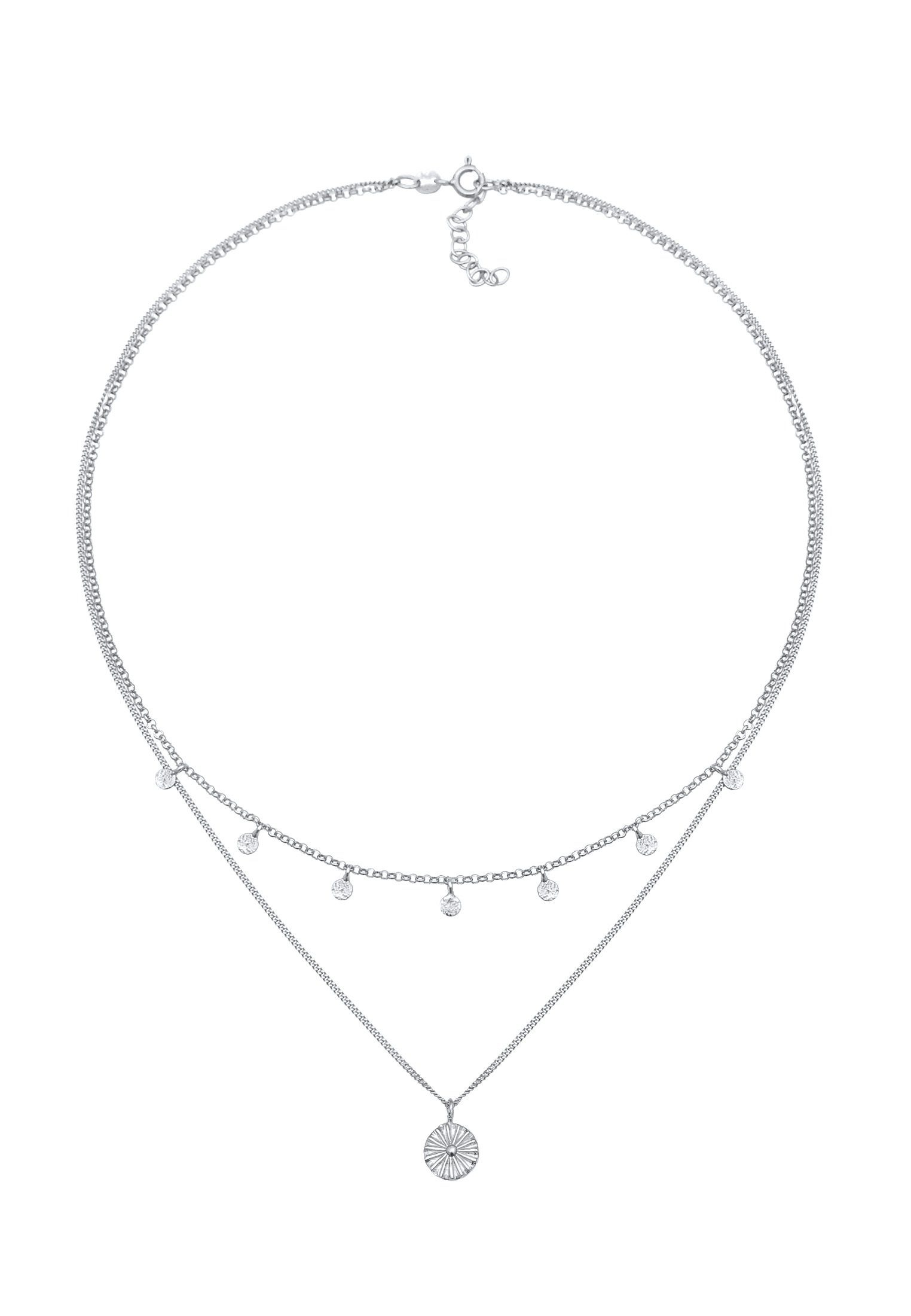 Elli Ketten-Set Layer Plättchen Disc Sonne 925 Silber, Plättchen