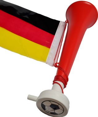 Karneval-Klamotten Kostüm Fußball-Tröte Deutschland Flagge und Perücke, Weltmeisterschaft WM EM Fan Artikel Fußball Party