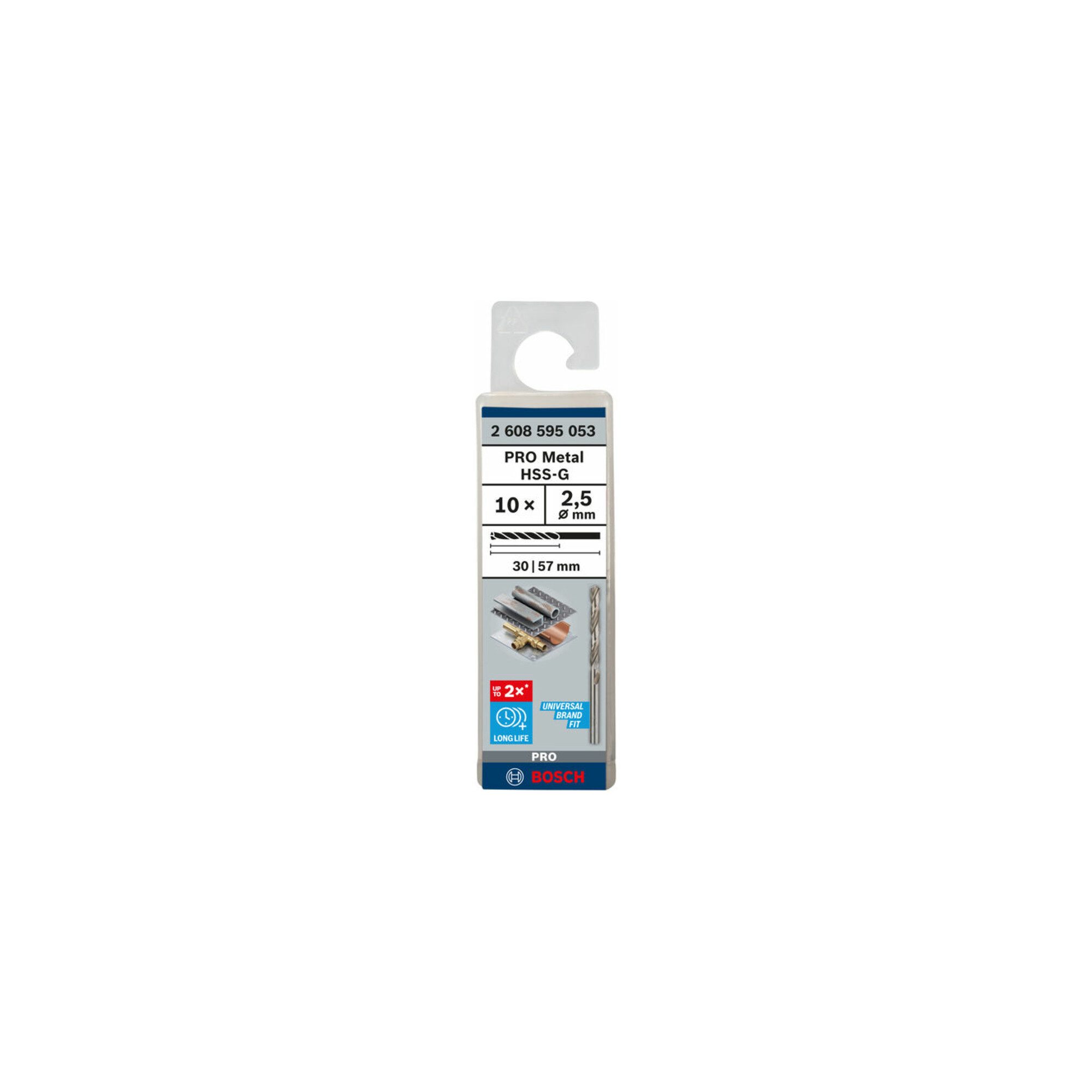 Bosch Professional Metallbohrer Bosch Metallbohrer HSS-G DIN 338 2,5 x 30 x 57 mm 10 Stk