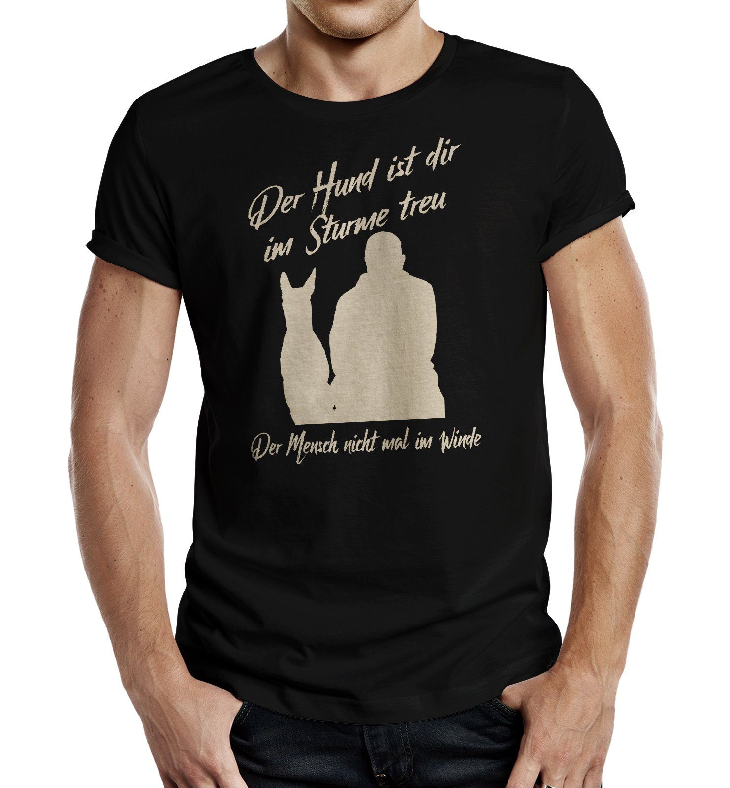 T-Shirt Geschenk für Hundebesitzer - Der Hund ist dir im Sturme treu