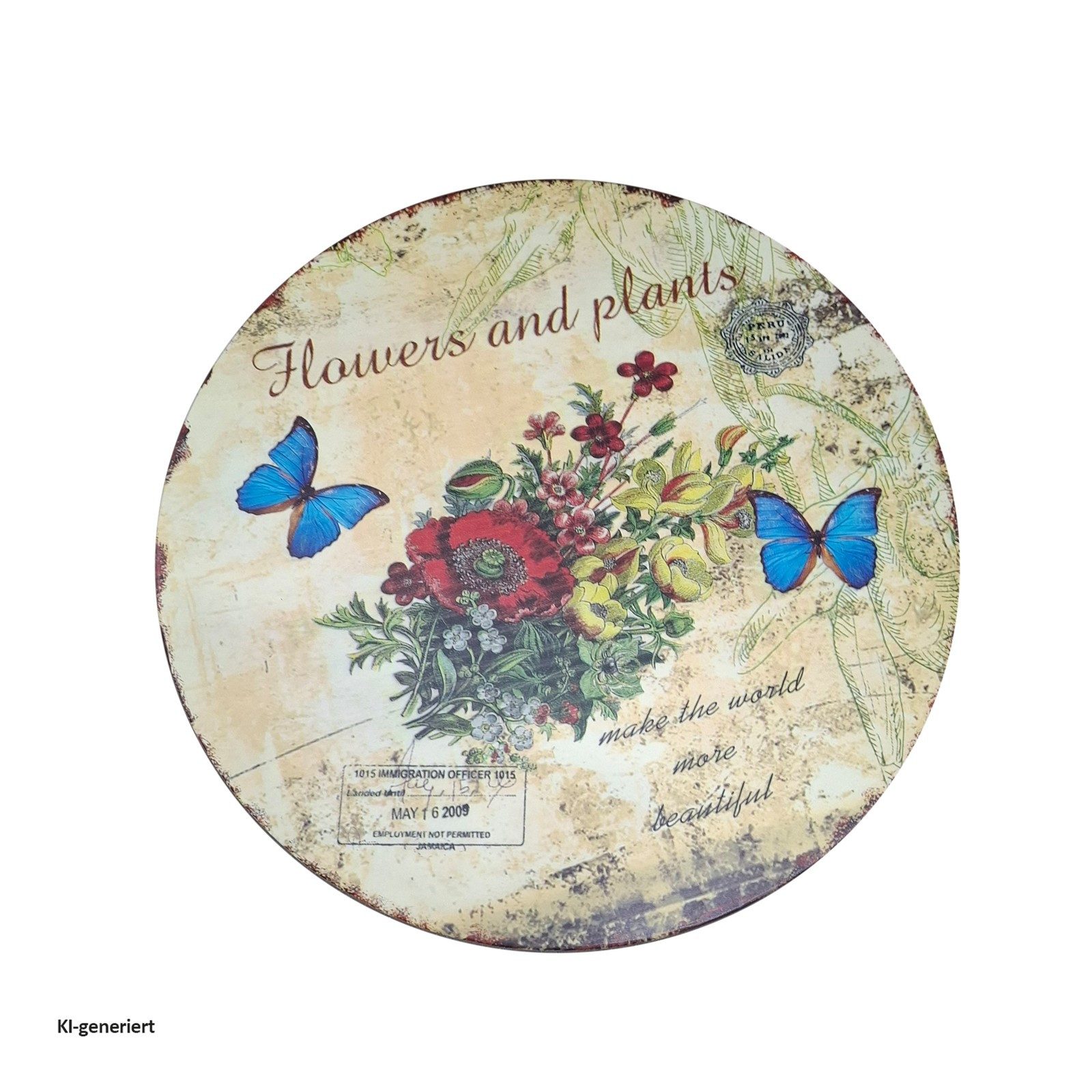 HTI-Living Gartentisch Metalltisch Flowers and Plants (Stück, 1-St., 1 Tisch), Gartentisch nostalgisch mit Motiv
