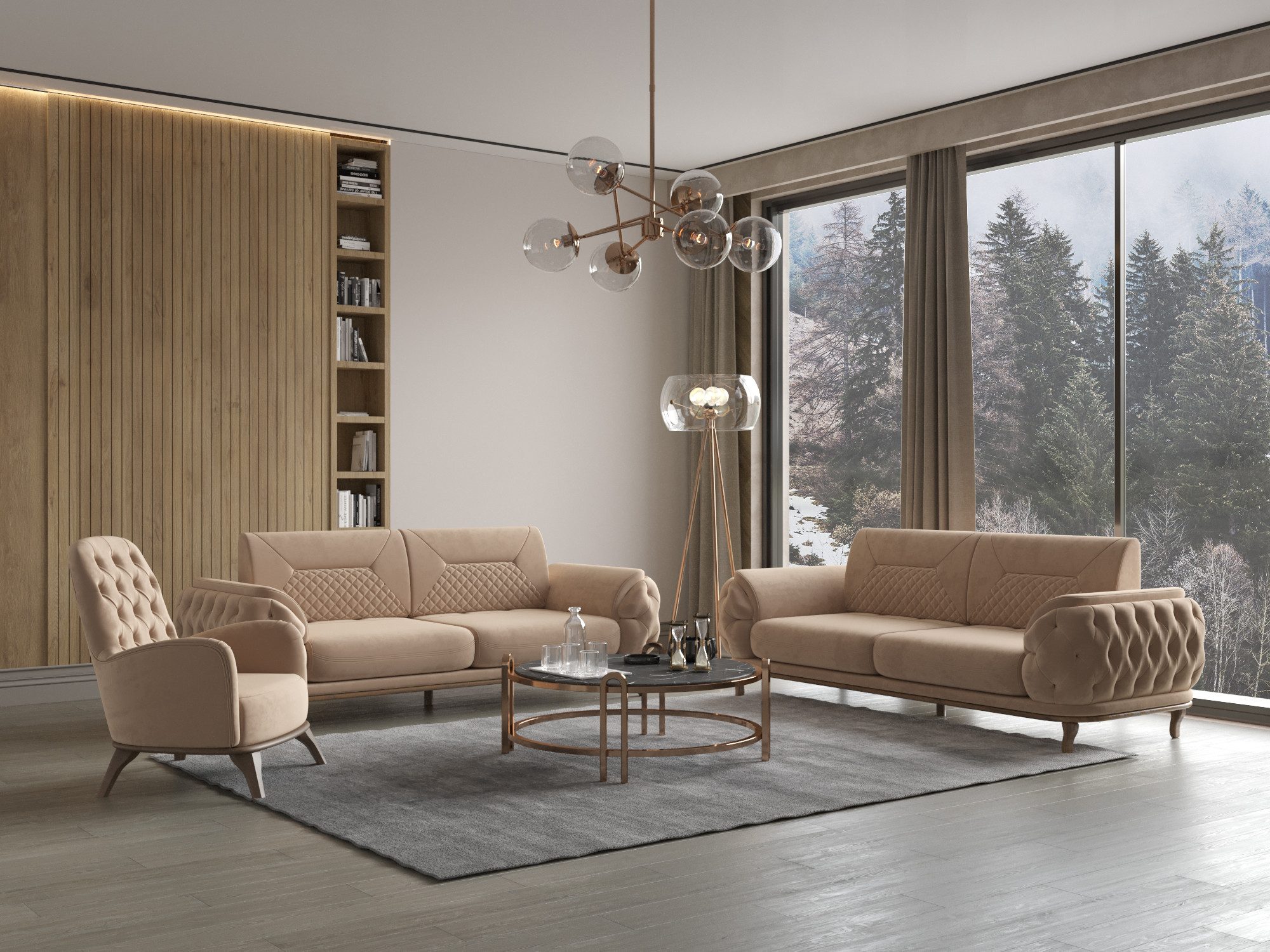 Möbeldreams Sofa Sofa-Set Ema 3-3-1 Modern Chesterfield