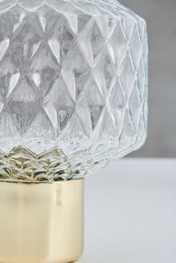 carla&marge Tischvase Lazissa (Kugelvase aus Kristallglas mit Fuß aus Messing), elegante Vase aus Glas mit Rautenmuster, Höhe ca. 18 cm