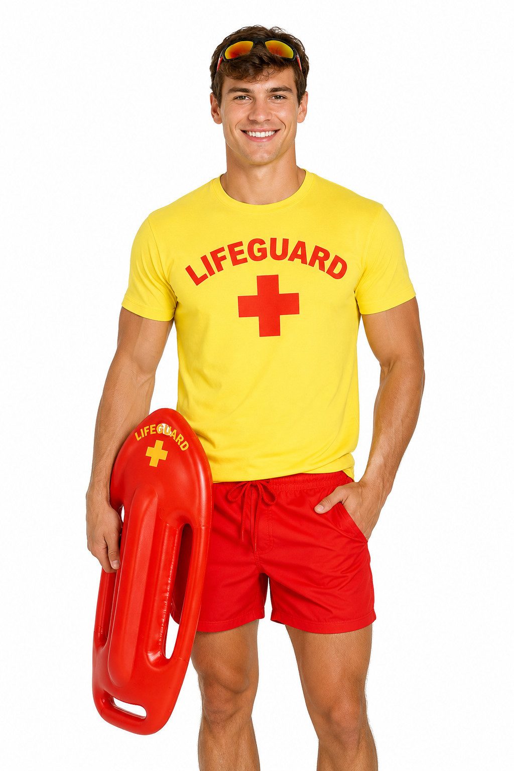 coole-fun-t-shirts Kostüm Rettungsschwimmer Schwimmboje Kostüm Rettungsschwimmer 3-teiliges Set, 3 Teile