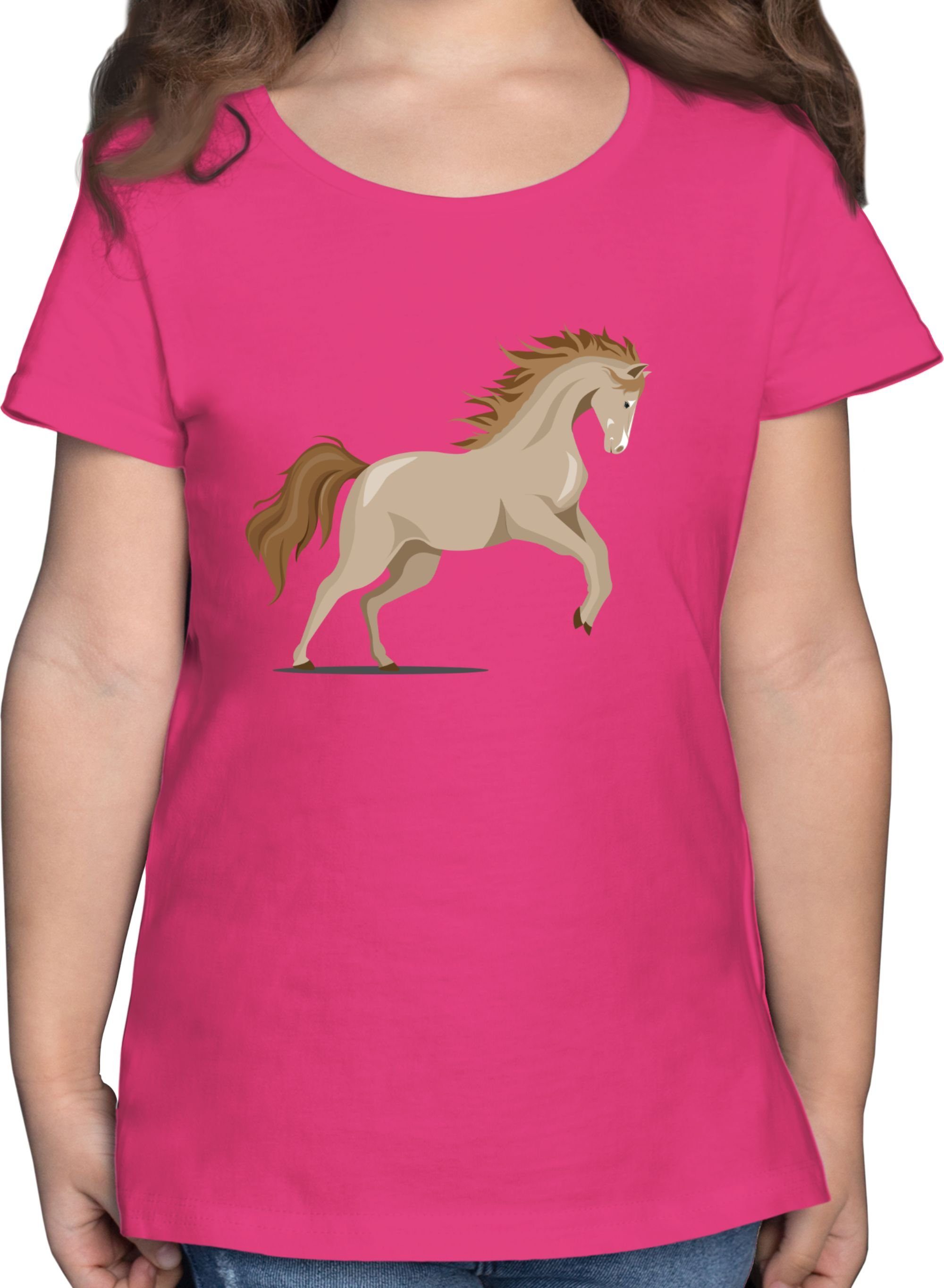 Shirtracer T-Shirt Pferd Steigend Pferd 2 Fuchsia