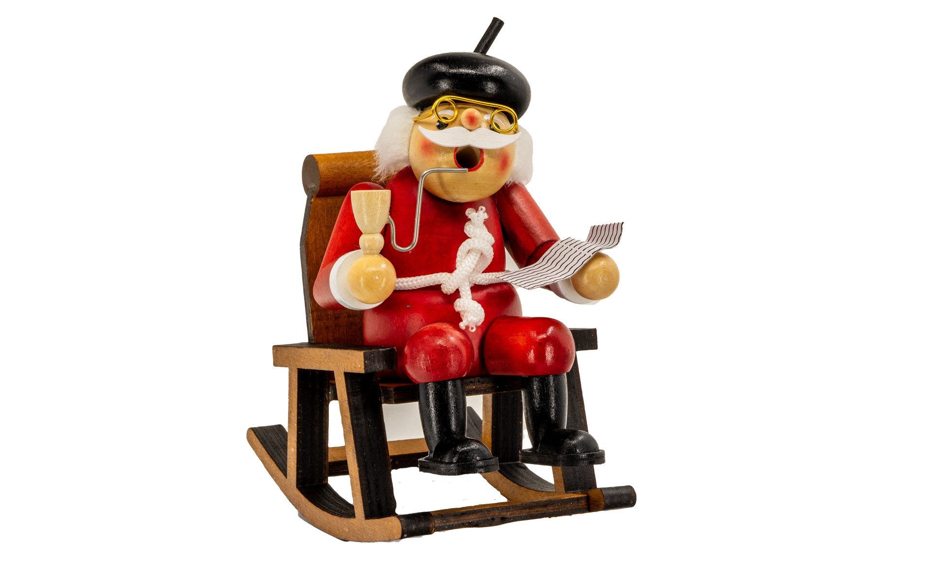 Kaladia Räuchermännchen Opa im Schaukelstuhl - ca. 16 cm - aus Holz - ideal als Geschenk, für Räucherkerzen Größe M (Standard) - schicke Dekoration für Schränke
