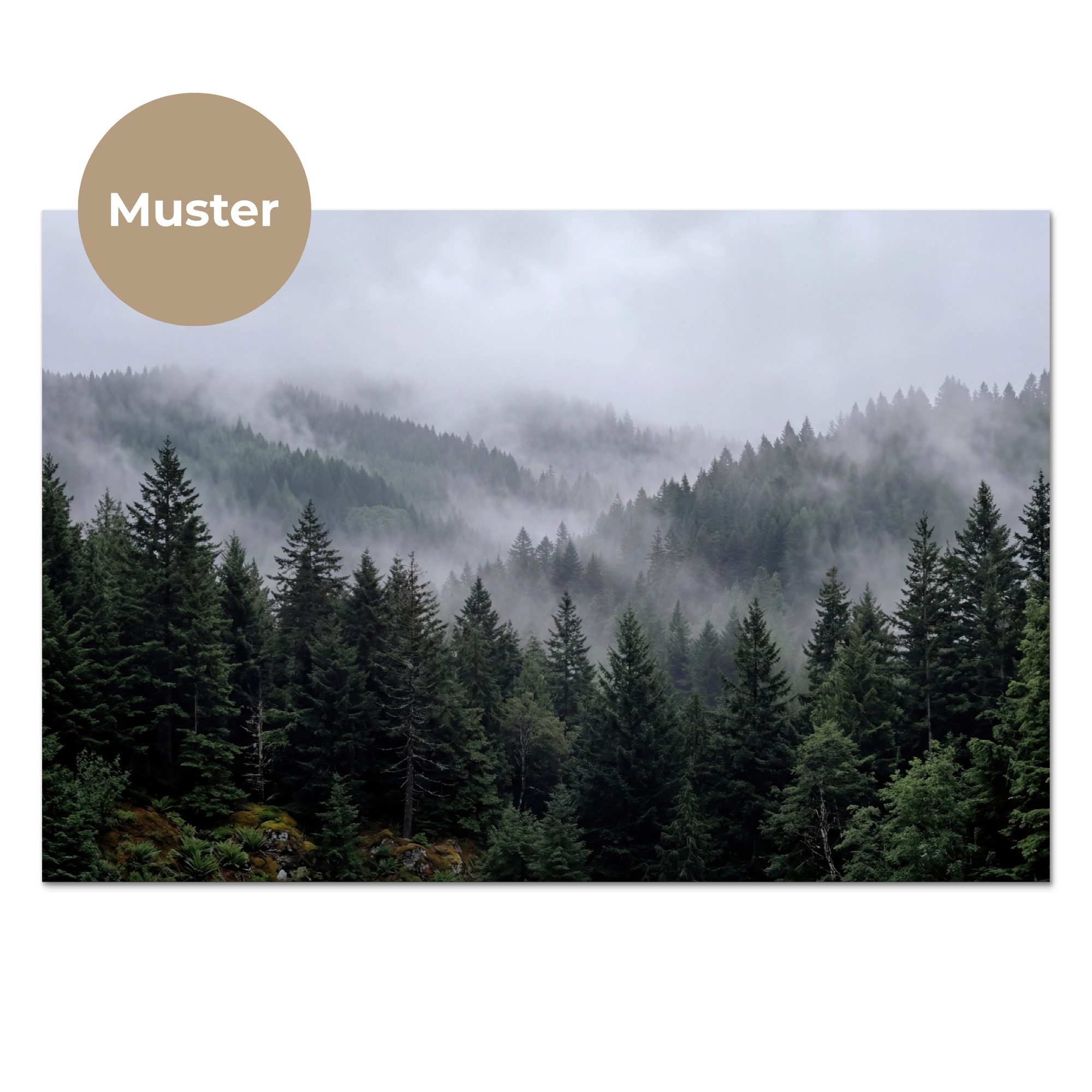 KitchenYeah Küchenrückwand Muster selbstklebend (keine Folie) Wald - Nebel - Bäume - Natur, (1-tlg), Spritzschutz, Küche, Rückwand, Küchenwand, Küchenfront, 30x20 cm