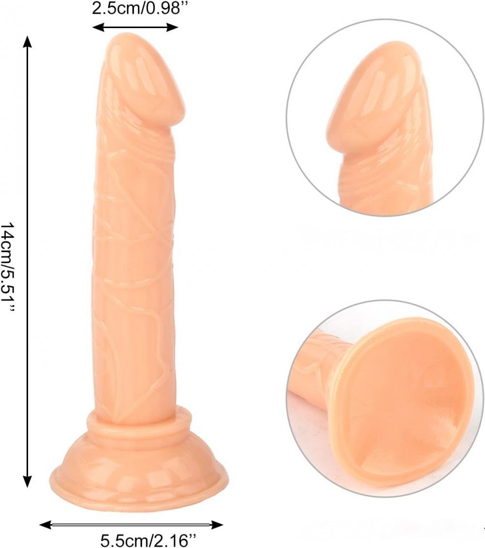 VOCTVTB Realistischer Fleischfarben Mini Sexspielzeug mit Penishülle Saugnapf 14cm Dildo, Starkem Dildo