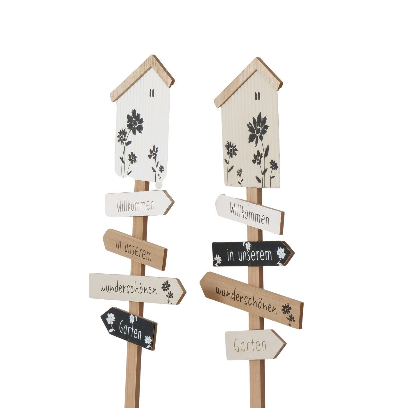 BOLTZE Gartenstecker Gartenstab aus Holz "Willkommen in unserem Garten" 100 cm als Set in z