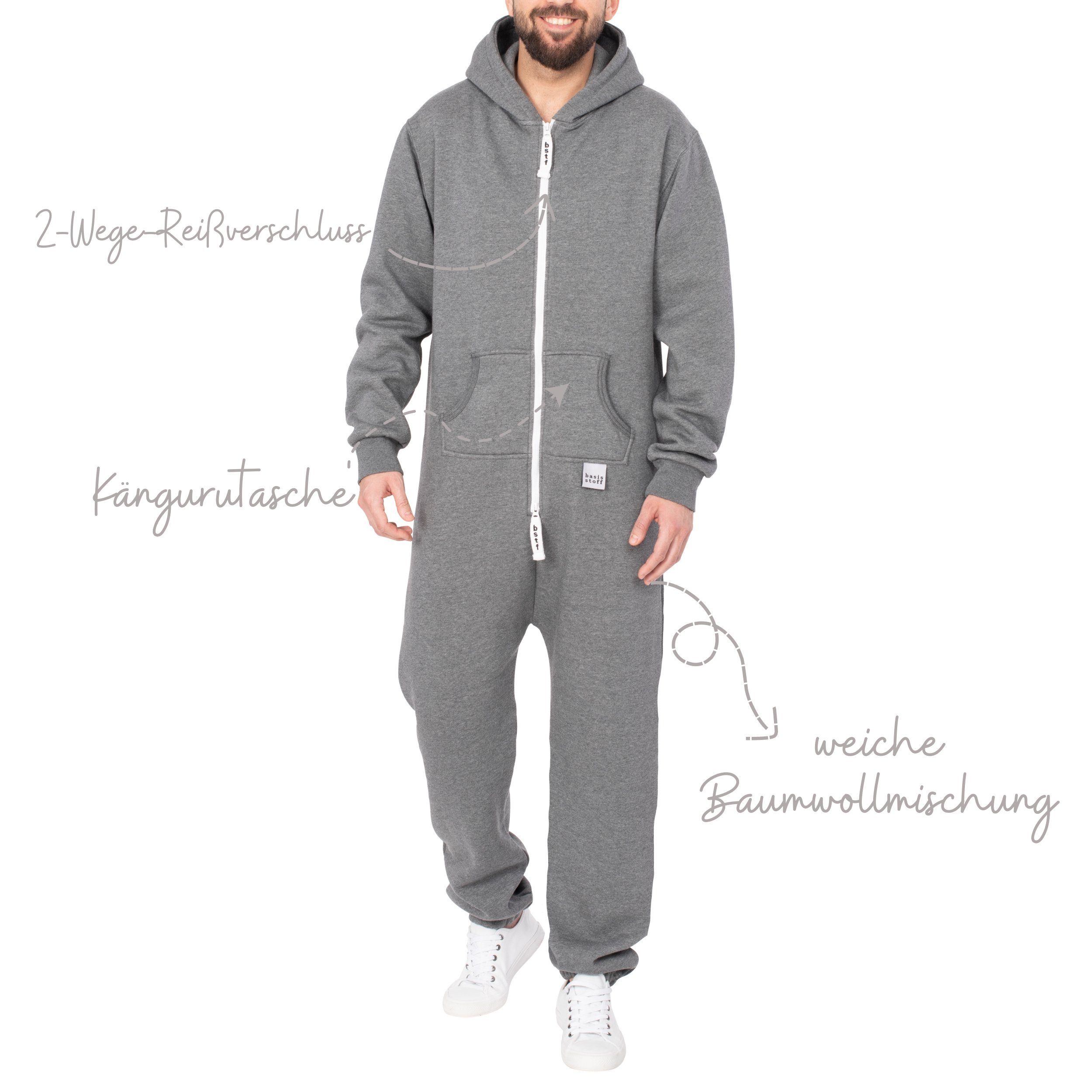 Basisstoff Jumpsuit Basisstoff Sheesh Herren Jumpsuit Overall Onesie Einteiler