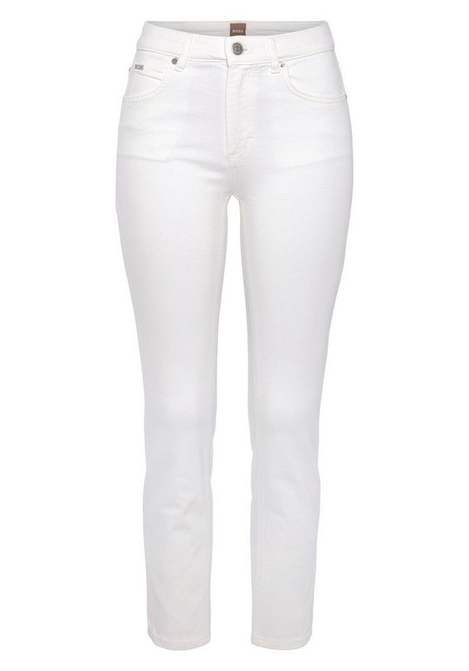 BOSS ORANGE Skinny-fit-Jeans JACKIE MR C BC 1.0 mit Leder-Badge, Aus  elastischer Baumwolle