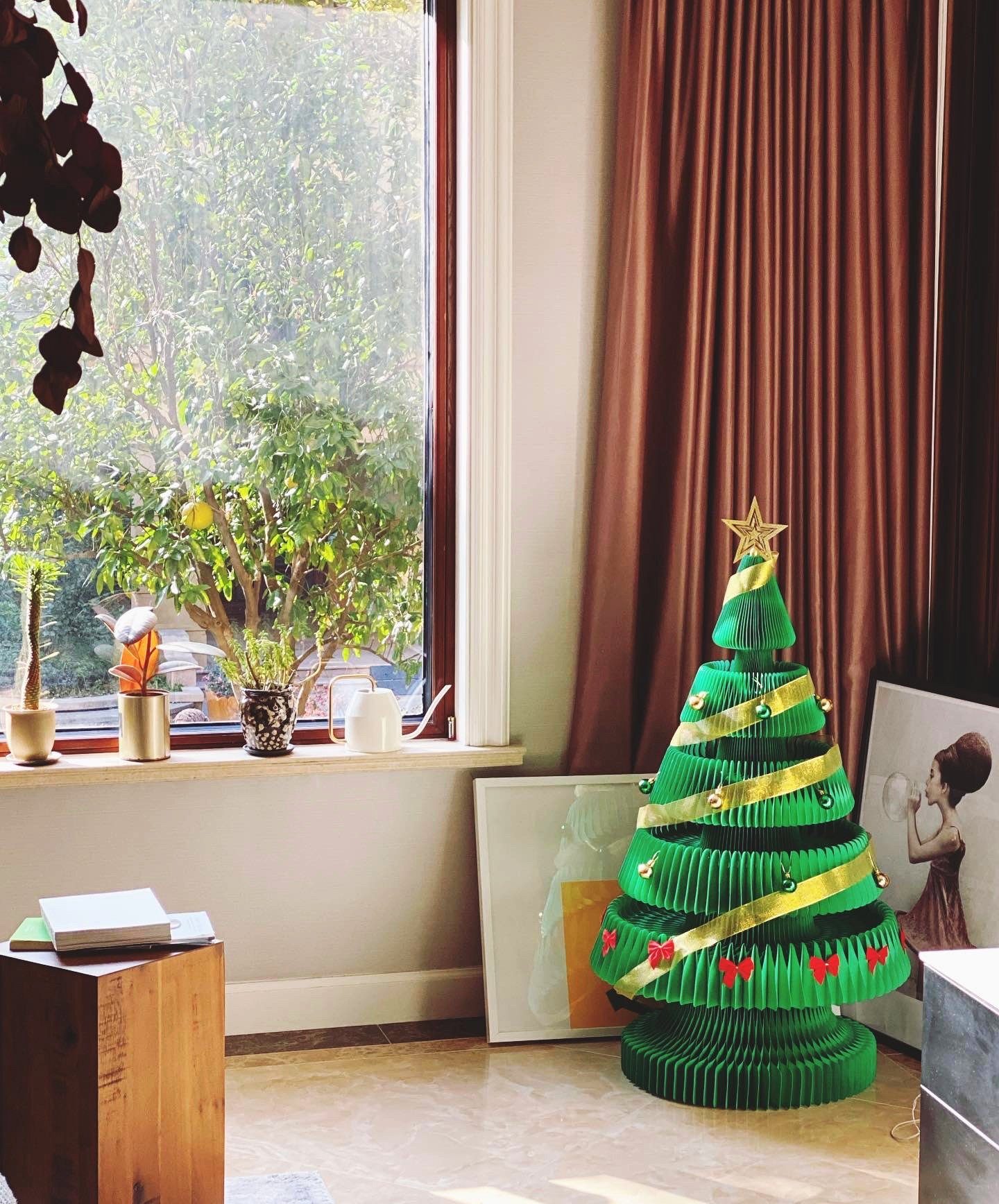 Tanne, paper & leicht Struktur zu Tannenbaum, Rot Weihnachtsbaum Pappe Waben faltbar Baum, Design, Künstlicher Papp verstauen ih