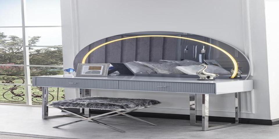 Xlmoebel Schminktisch Eleganter Kosmetiktisch in Hochglanz Weiß mit viel Stauraum (Schminktisch mit Spiegel), Hergestellt in Europa