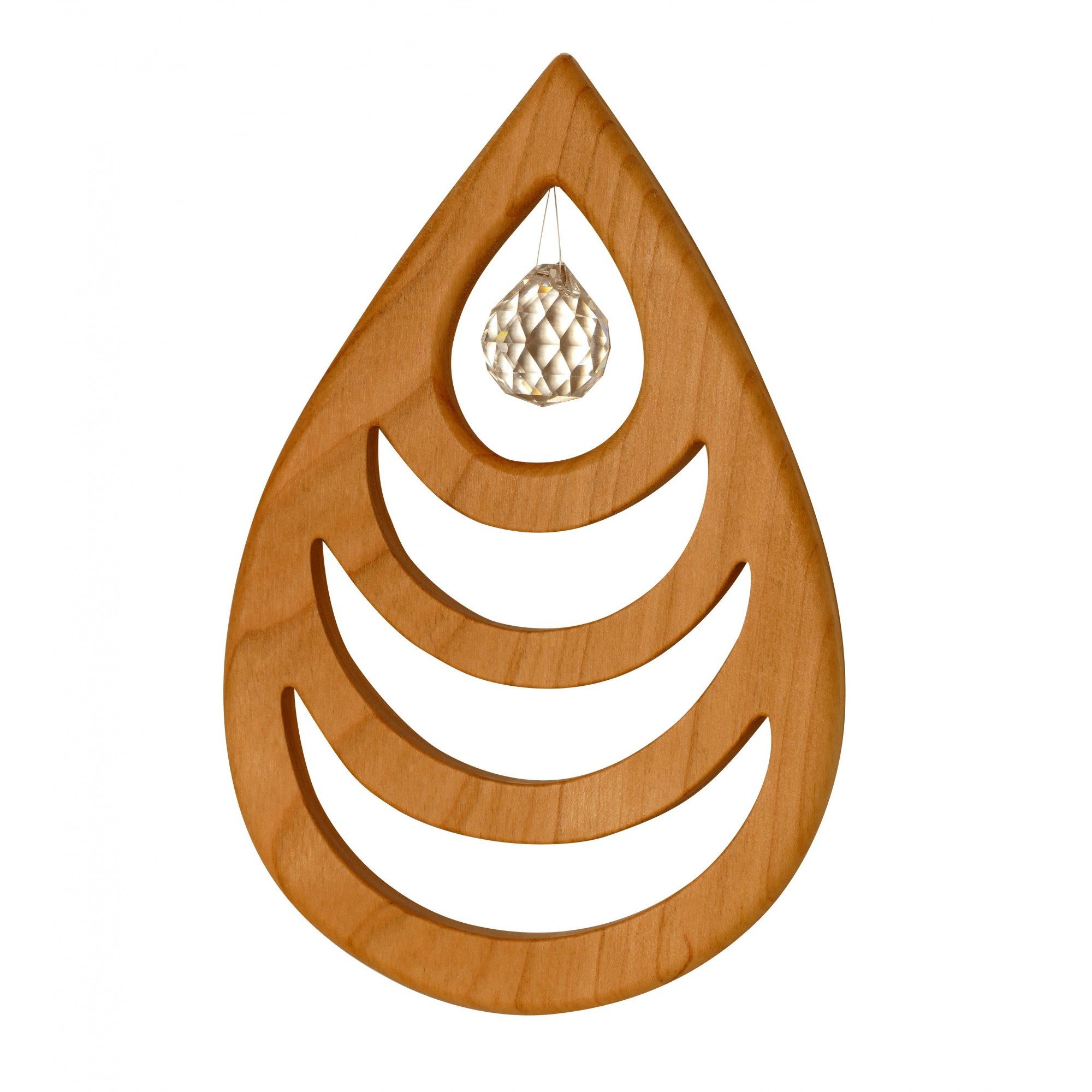 mitienda Fensterdekoration Fensterdeko aus Holz Sandwelle mit Kristall