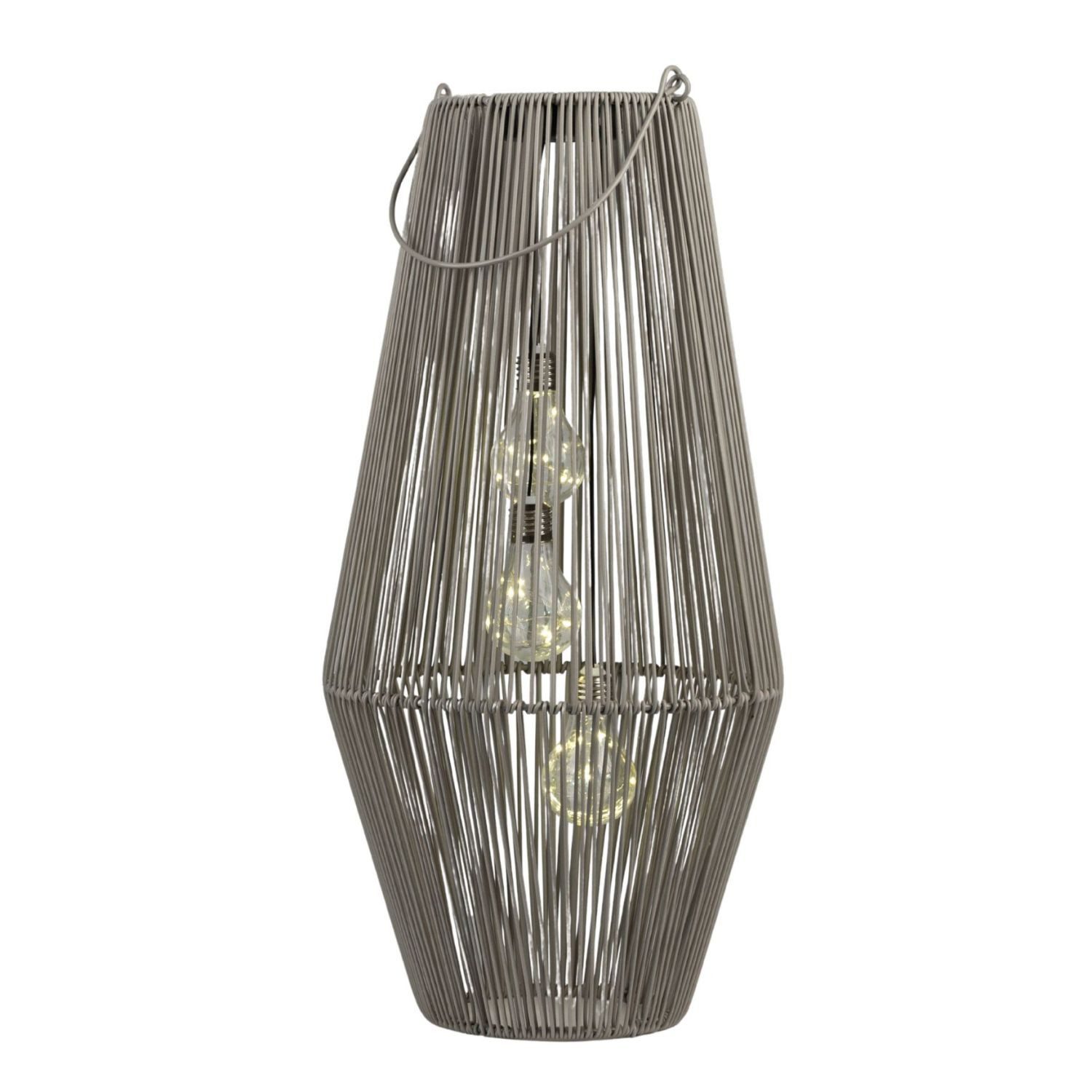 formano LED Tischleuchte Rattan-Optik, LED, Solarbetrieben, Grau, Bänder, H: 54cm