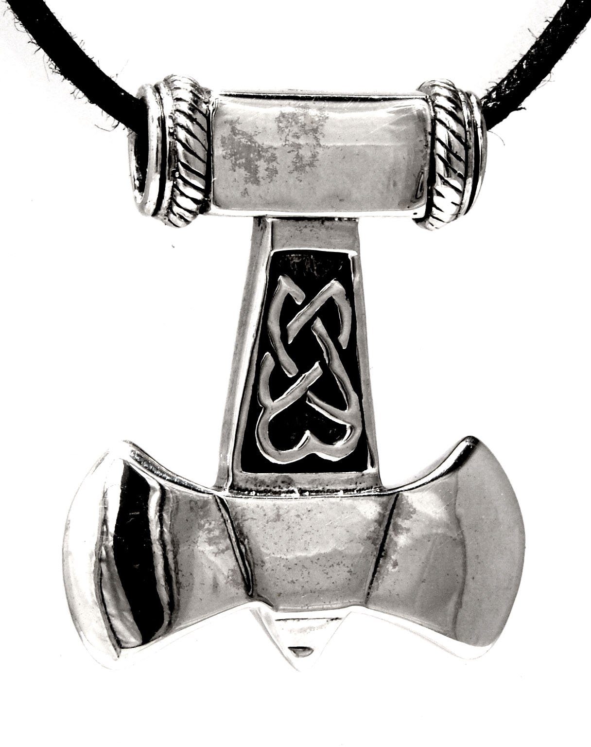Axt Silber Kiss Mjölnir of Wikingeraxt Leather Wikinger Kettenanhänger Odin 925