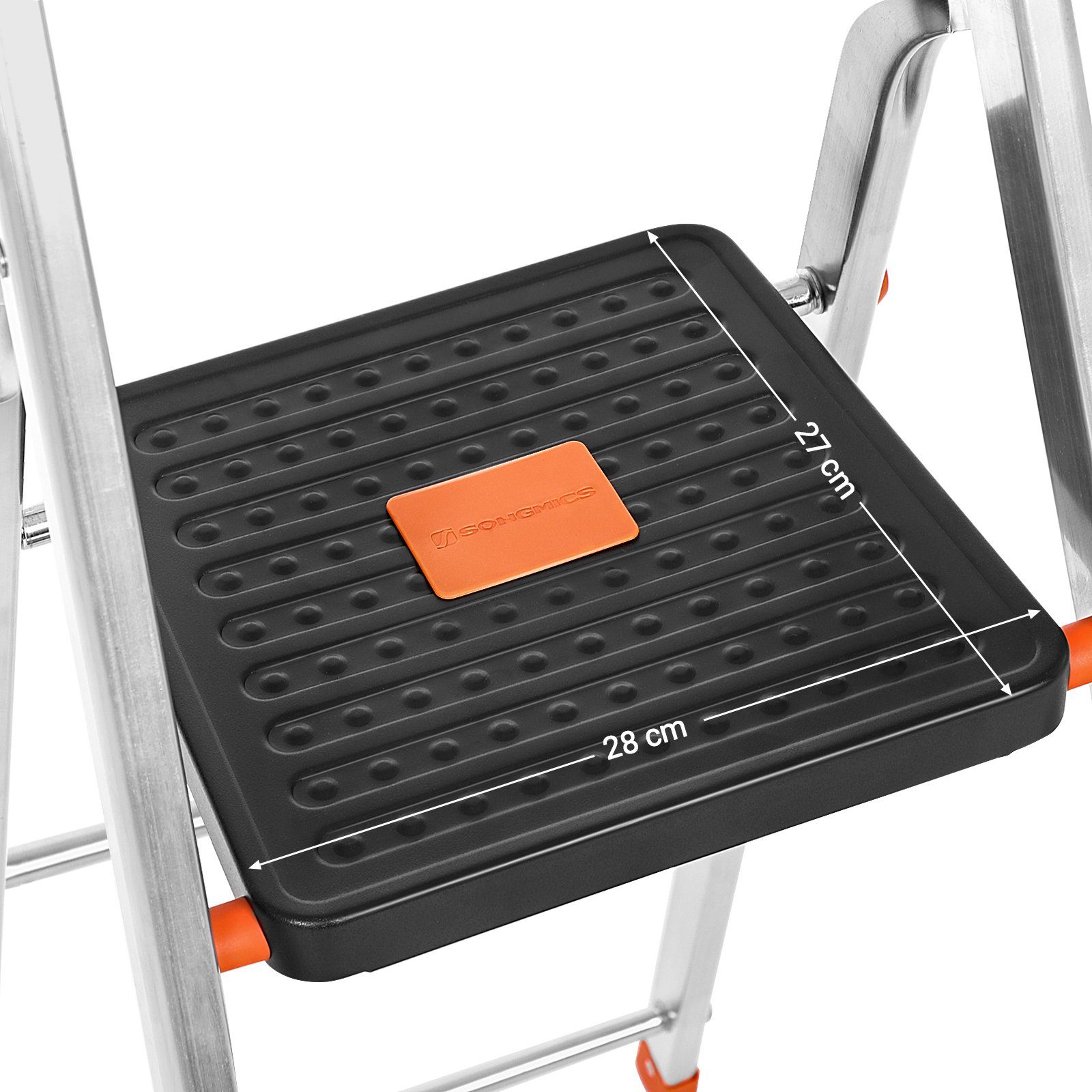 SONGMICS Trittleiter, Leiter, 6 Stufen, Aluleiter, mit Werkzeugschale, bis 150 kg