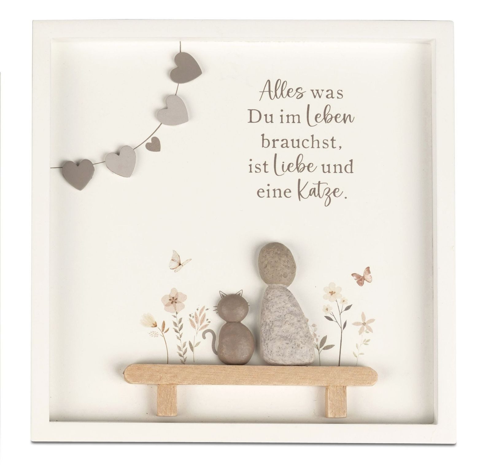 formano Holzbild Wandbild Spruch Alles was DU im Leben brauchst, ist Liebe und Katze
