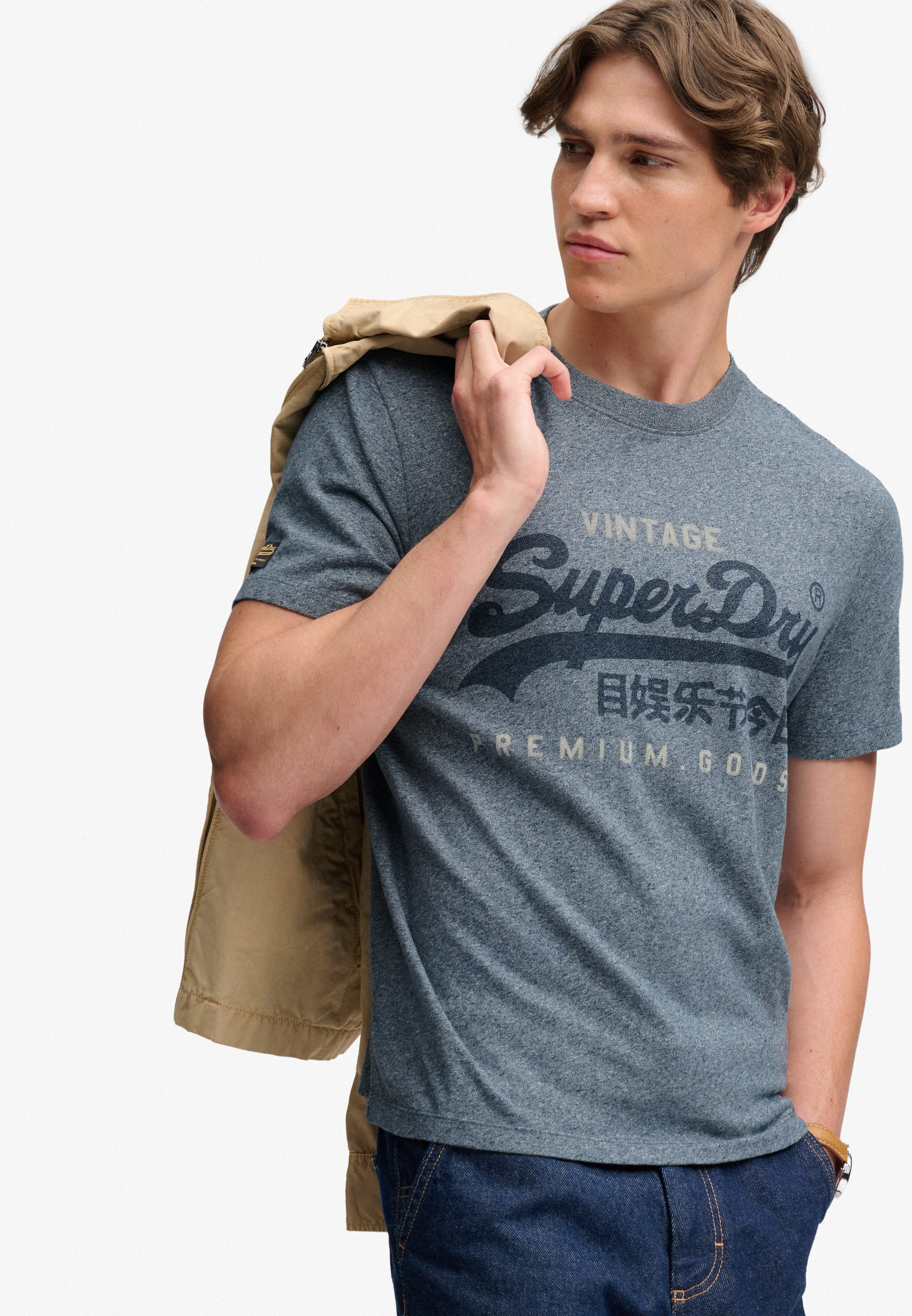 Superdry Rundhalsshirt VL HERITAGE RELAXED TEE Baumwolle, relaxed fit