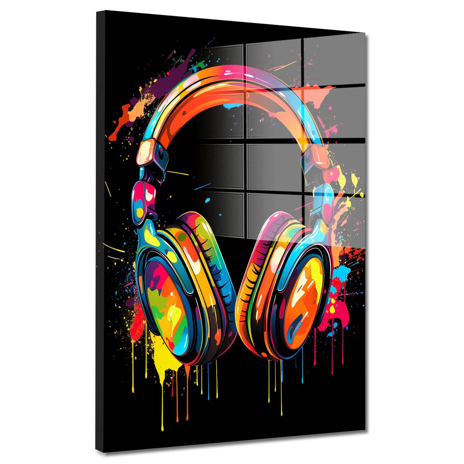 Artedinoi Acrylglasbild Kopfhörer Pop Art Acrylglas Wandbild Bild Wanddeko Wohnzimmer XL
