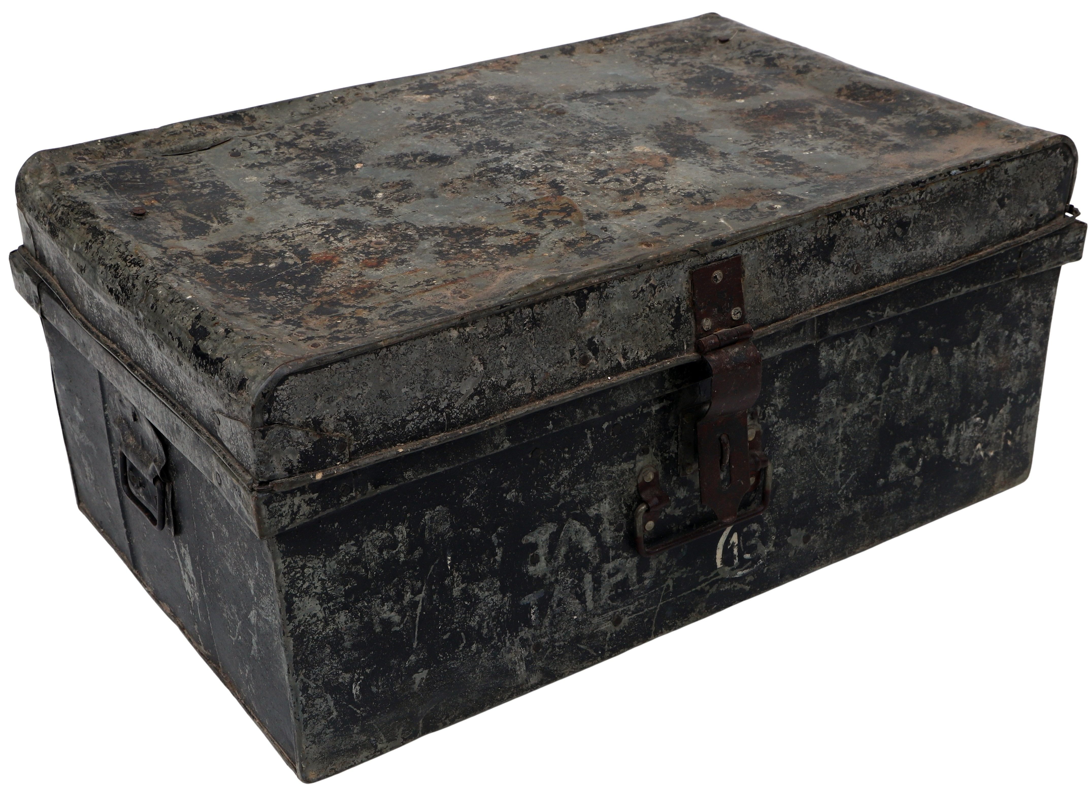 Guru-Shop Truhenbank Alter Blechkoffer, antiker Metallkoffer -..