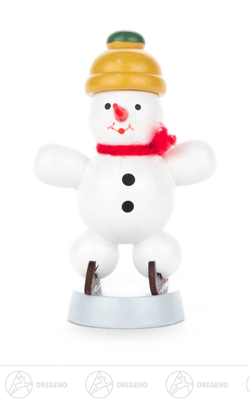 Dregeno Erzgebirge Schneemann Weihnachtliche Miniatur Schneemann mit Schlittschuhen Höhe ca 6 cm