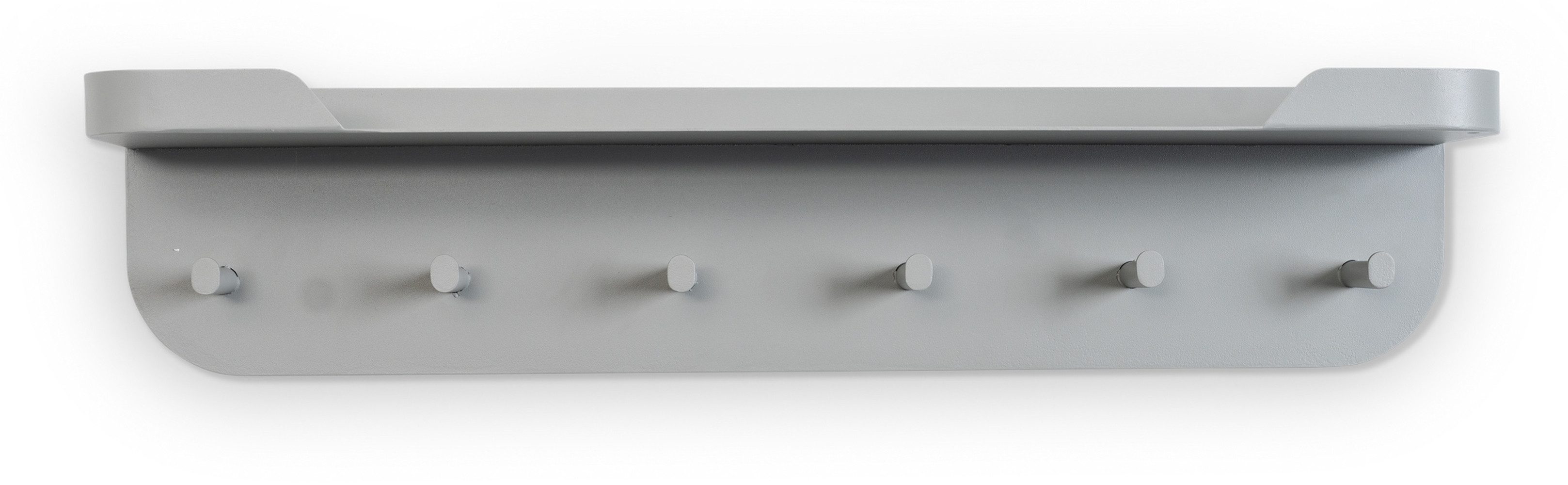 M2 Kollektion Garderobenleiste 6 Haken, 1 Ablage, grau, Metall - 70x15x12cm (BxHxT)