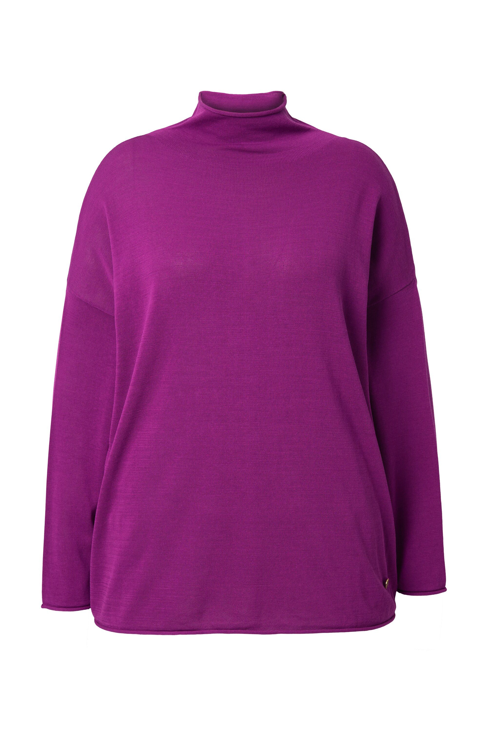 Ulla Popken Longpullover Pullover Rollkanten Boxy Stehkragen Langarm günstig online kaufen