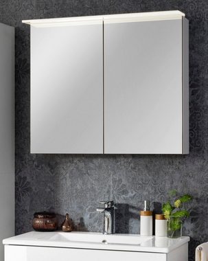 FACKELMANN Spiegelschrank PE 80 - weiß Badmöbel Breite 80 cm, mit 2 Türen doppelseitig verspiegelt