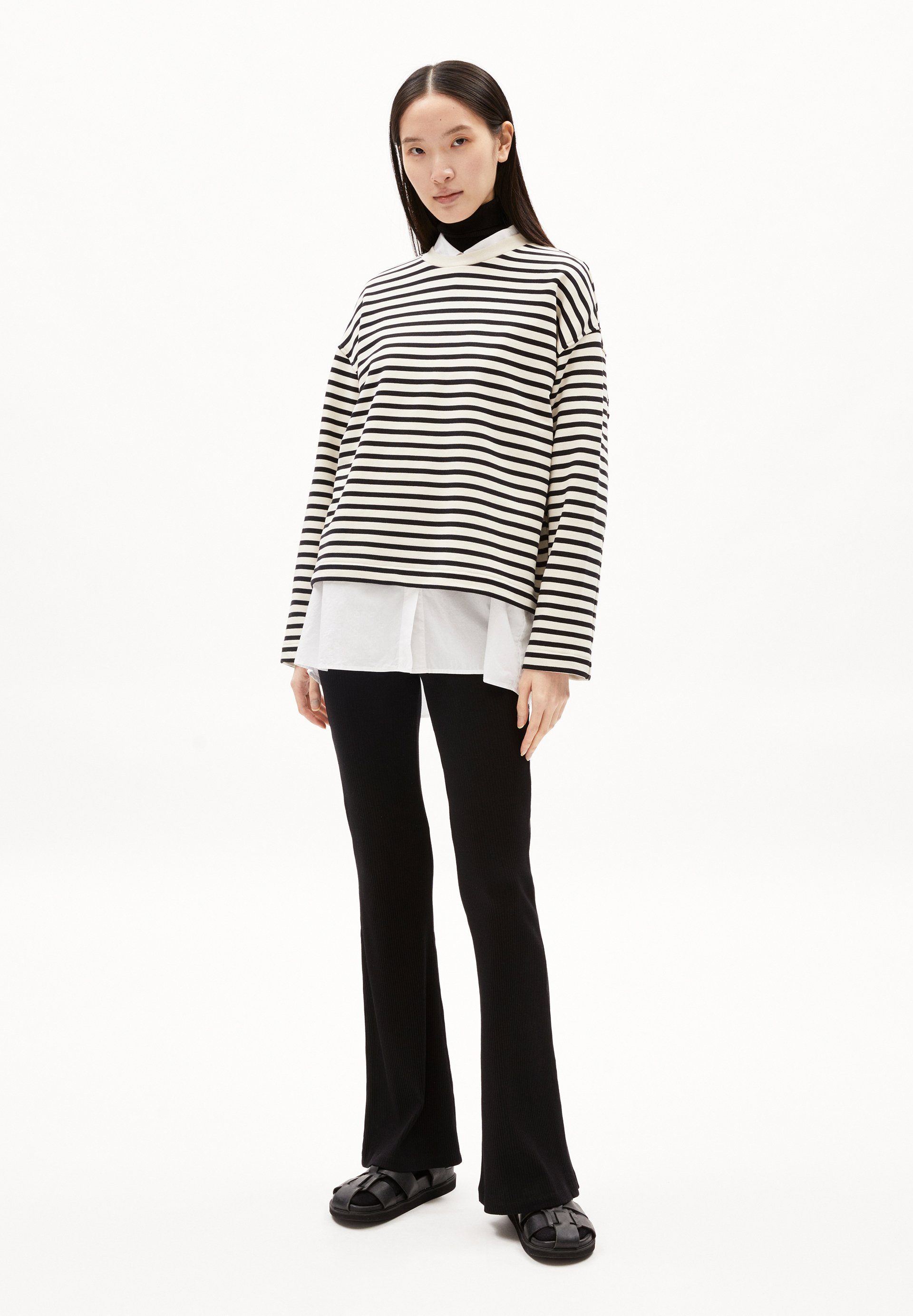 FRANKAA STRIPE (1-tlg) Sweatshirt undyed-black Damen Armedangels MAARLEN