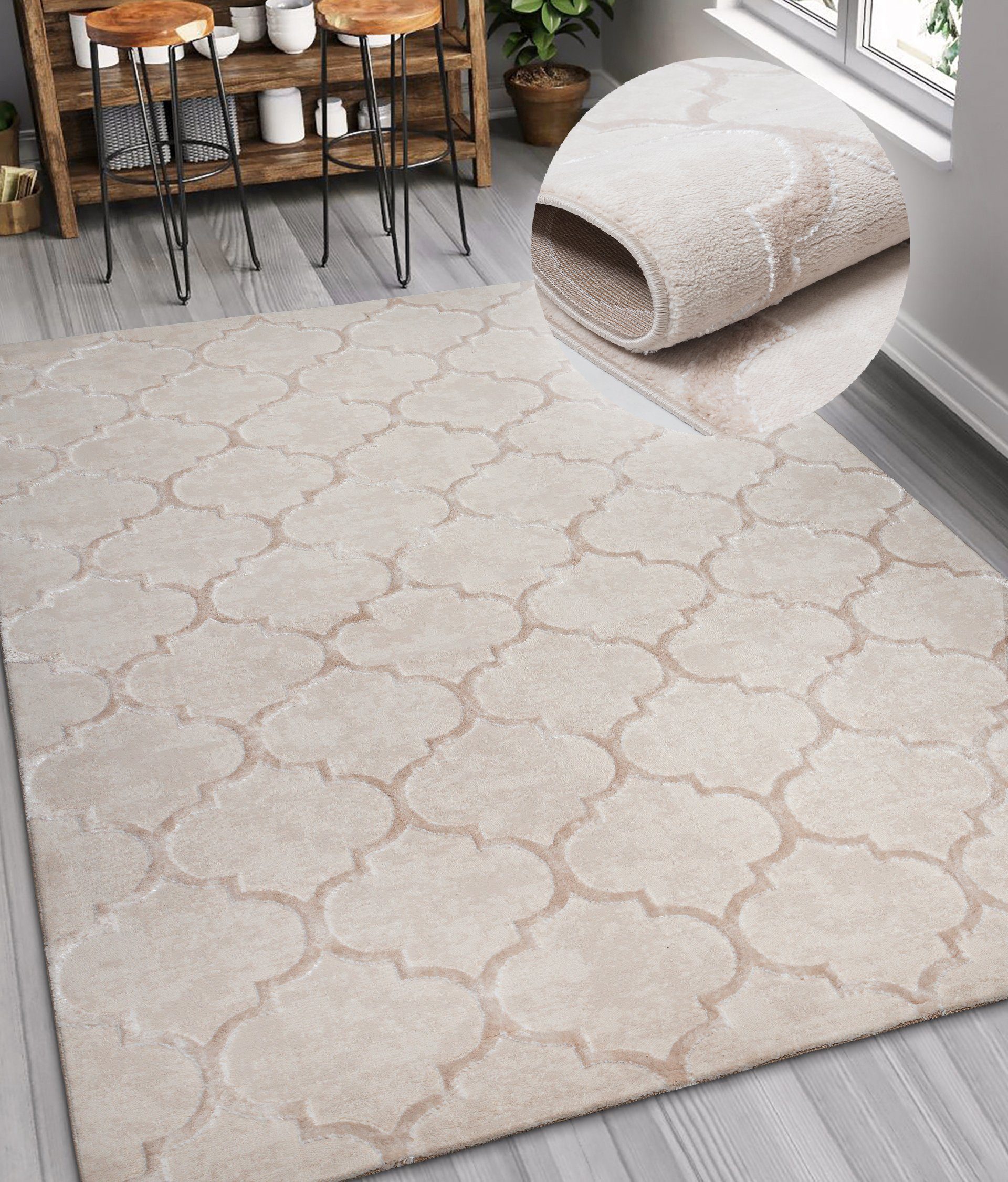 OTTO home Teppich Badra Kurzflor, rechteckig, Höhe: 12 mm, geometrisch, Hoc günstig online kaufen