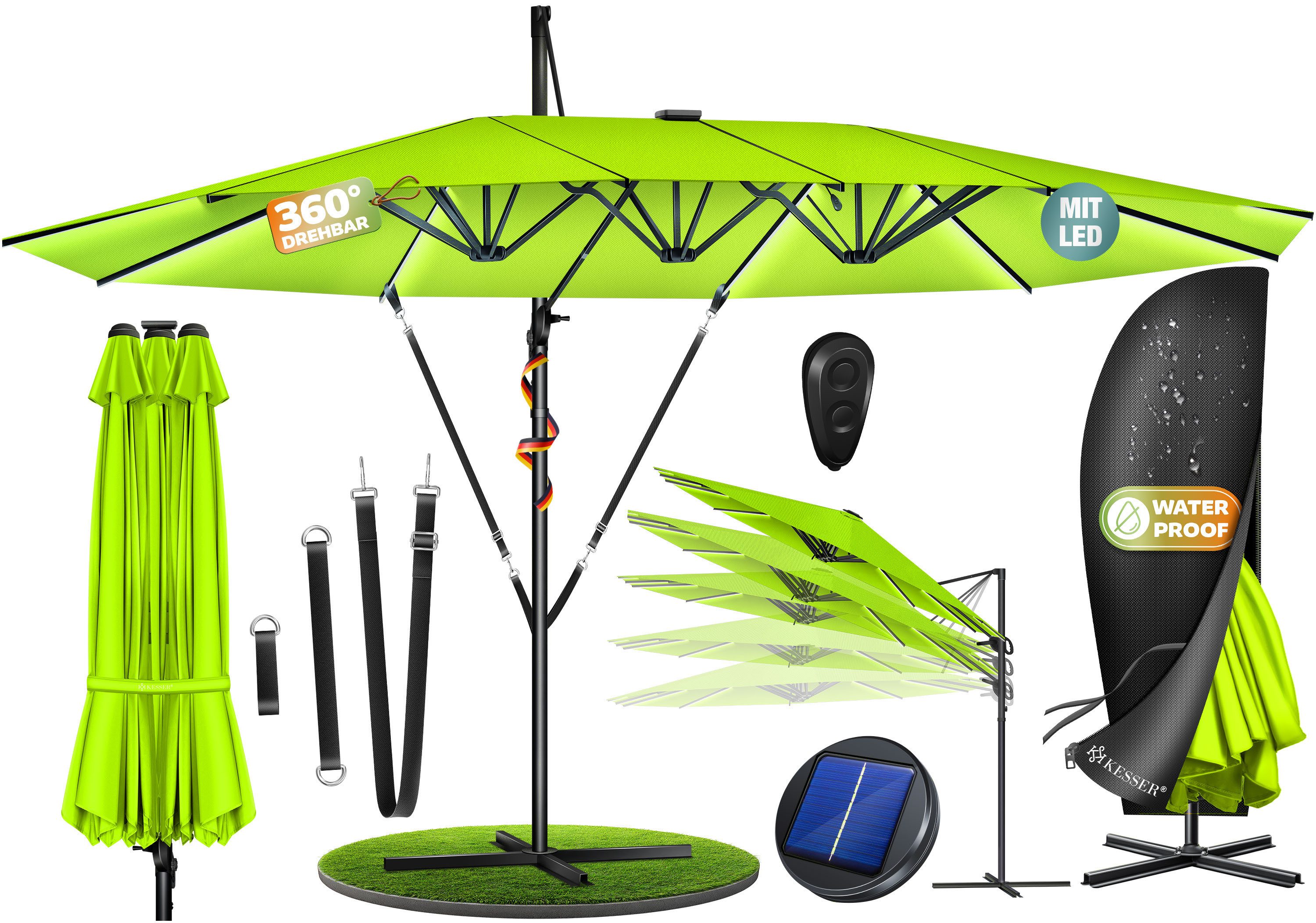 KESSER Sonnenschirm, Sonnenschirm Doppelsonnenschirm 4,6m x 2,7m Ampelschirm