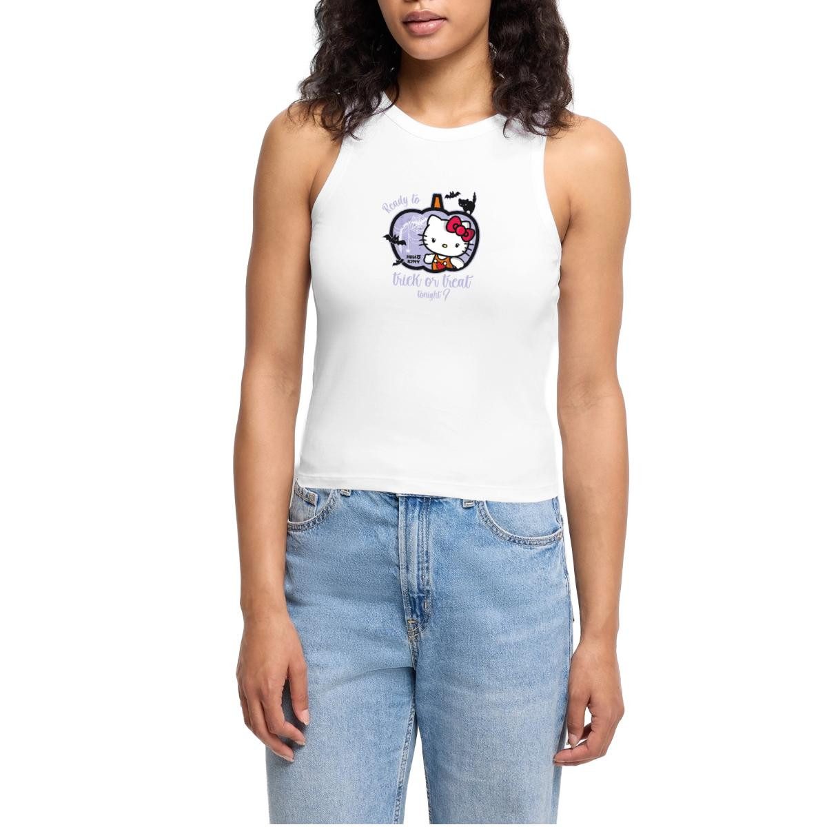 T-Shirt Hello Kitty Halloween Süßes Oder Saures Cropped Frauen Organic Tank To